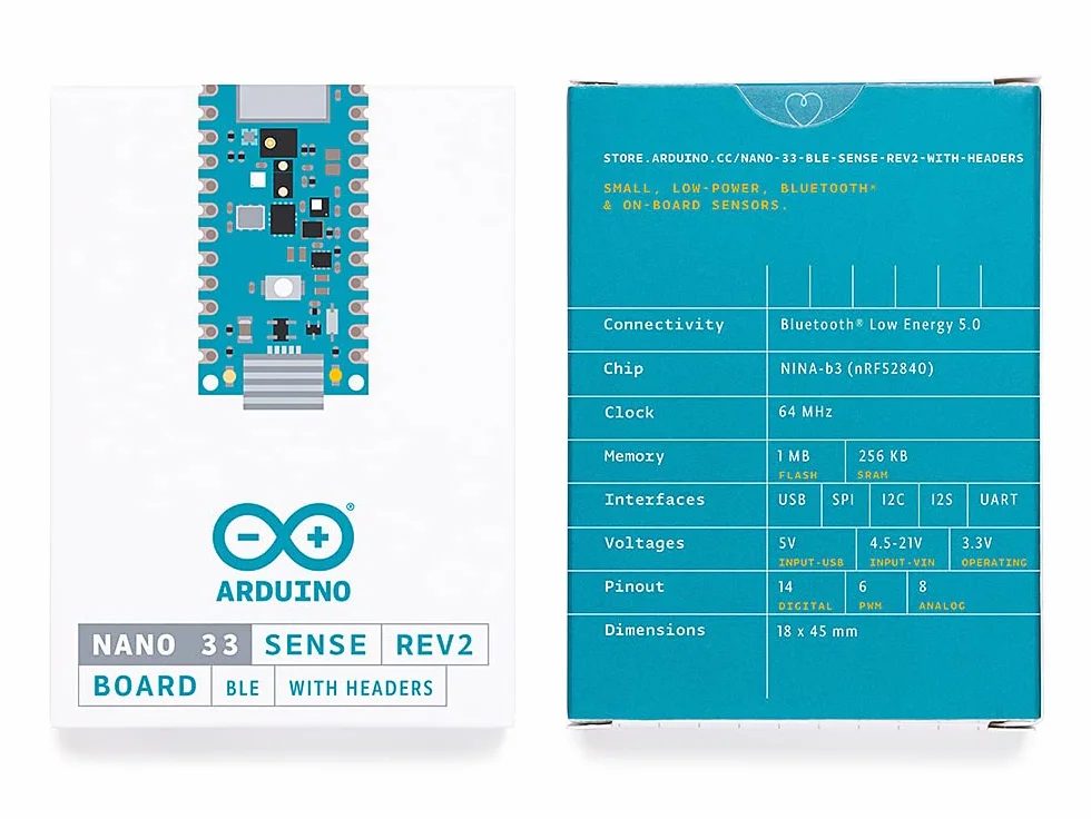 Arduino Nano 33 BLE Sense Rev2 with Headers [ABX00070] – Płyta rozwojowa z modułem Bluetooth Low Energy i czujnikami, idealna do projektów IoT i inteligentnych urządzeń.