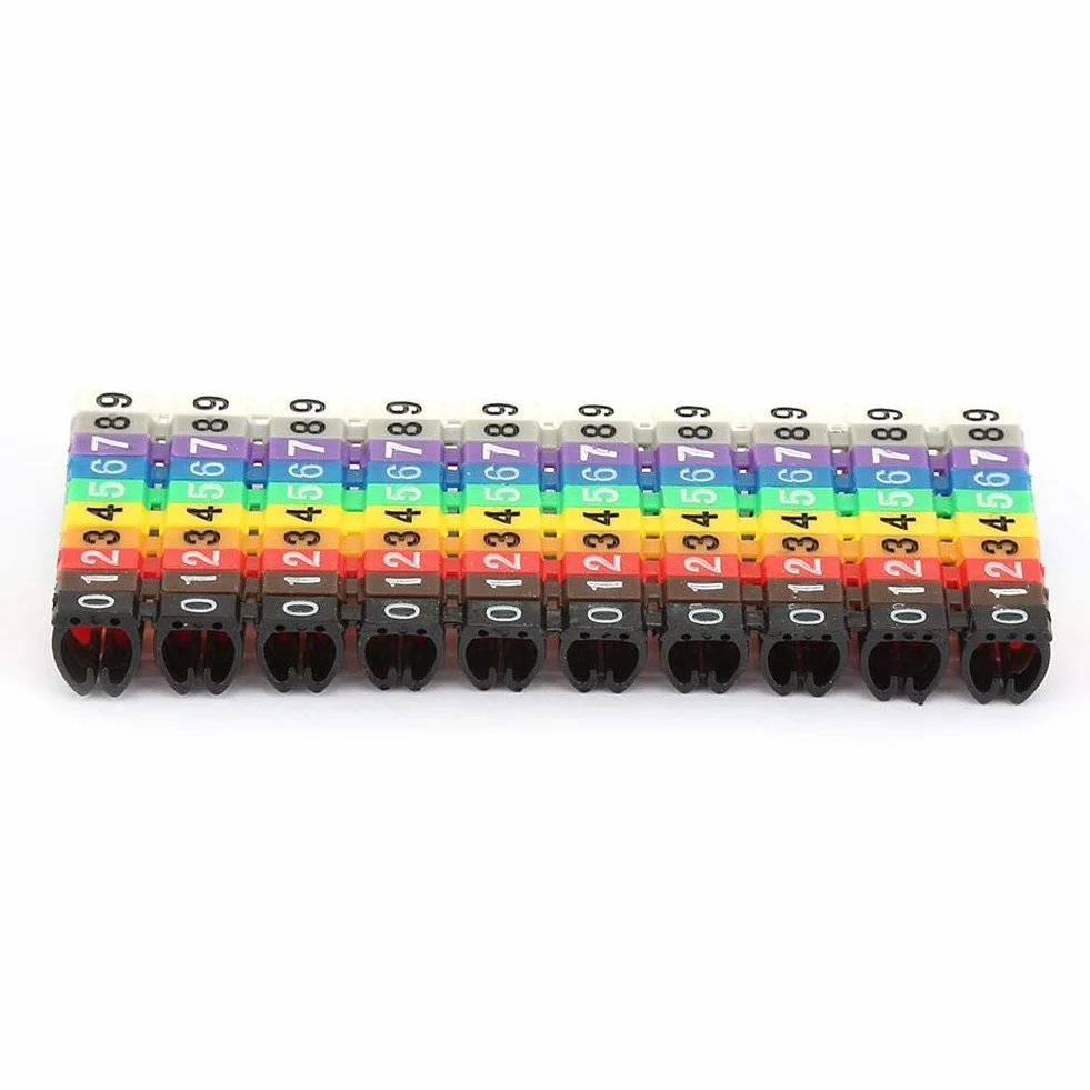 Precyzyjnie wykończona rura znacznika do kabli, prosty numer drutu z tworzywa sztucznego, (100 szt. -6 mm 6 kwadratów)