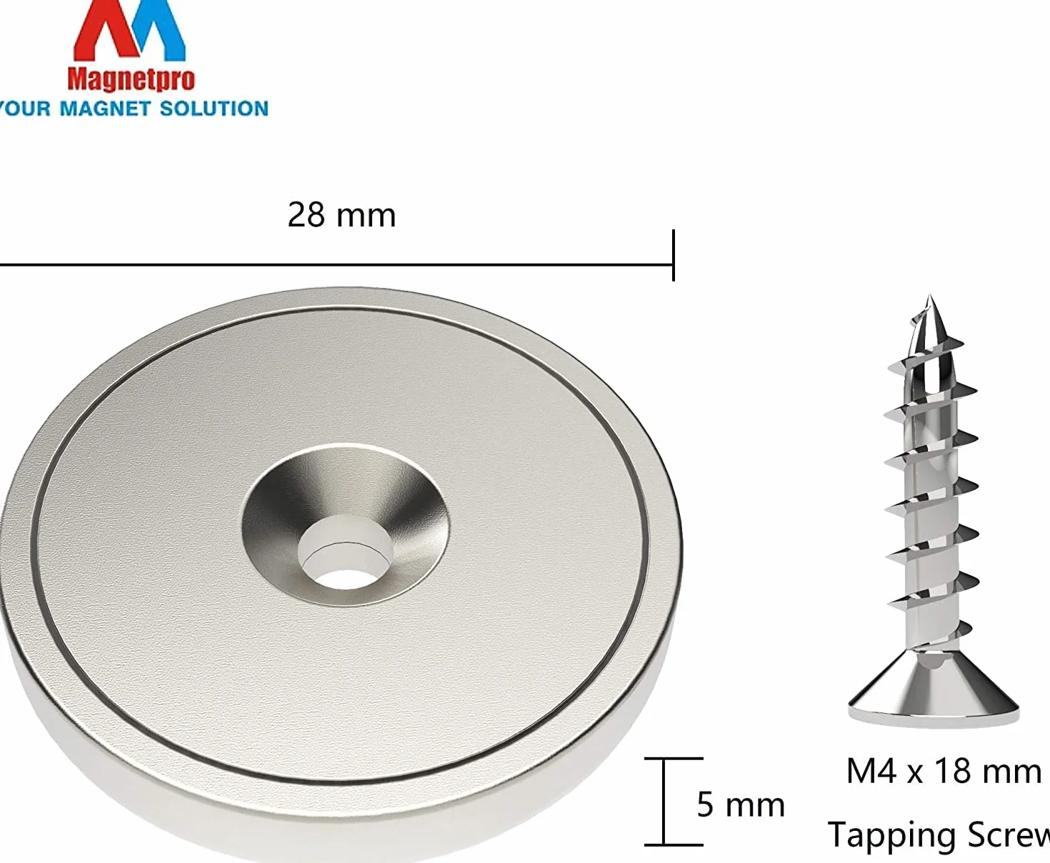 Magnetpro 6 sztuk magnesów z kapsułką 25 kg siły ciągnącej 28 x 5 mm, magnes na garnek z otworem