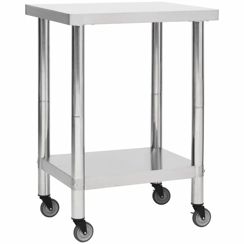 Stół roboczy kuchenny na kółkach 60x45x85 cm stal nierdzewna