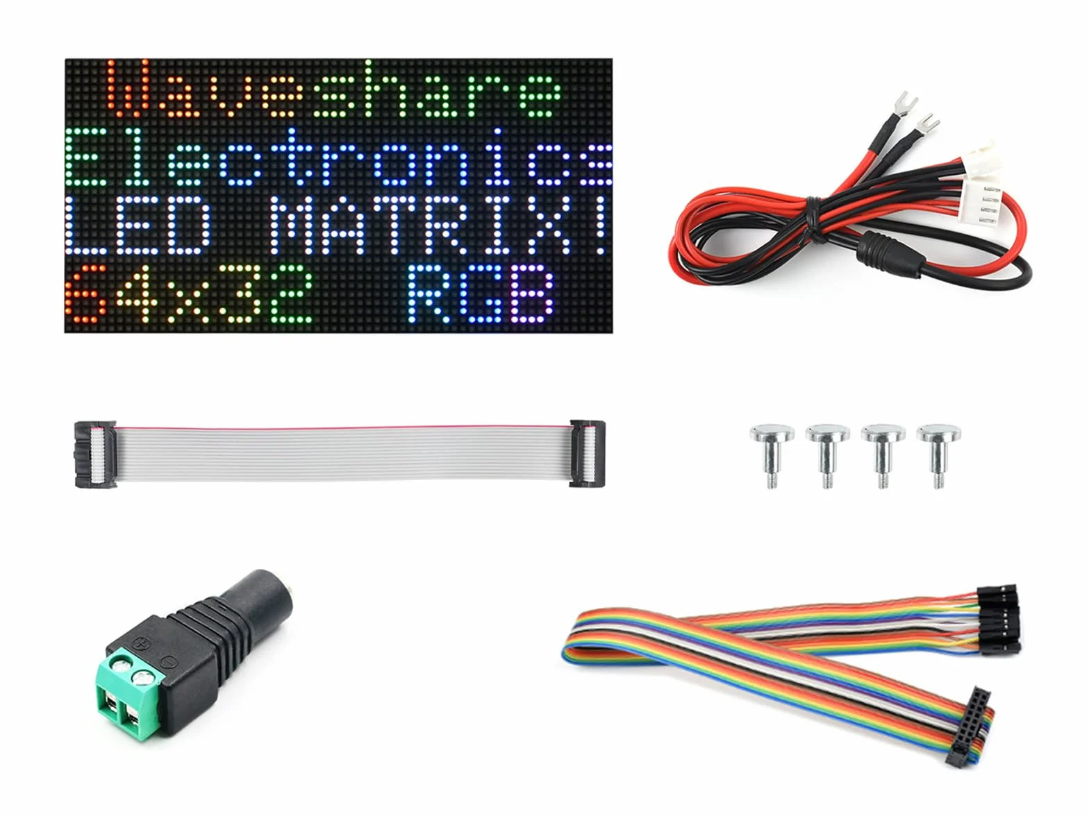 Waveshare RGB kolorowy panel matrycowy LED 2,5 mm podziałka 64 x 32 piksele regulowana jasność, kompatybilny z Raspberry Pi/Raspberry Pi Pico / ESP32