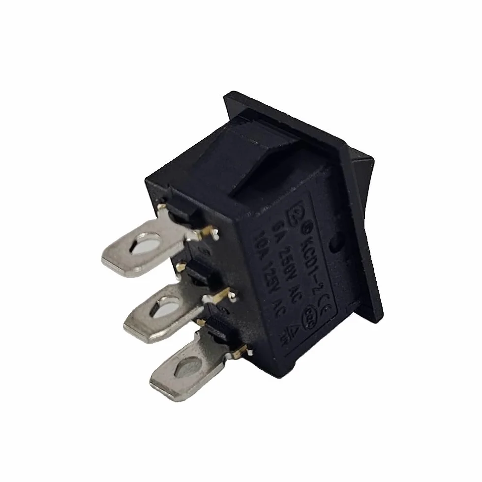 Mini przełącznik kołyskowy KCD1 19x13 mm 250V 6A 125V 10A AC 12V 20A DC czarny 2-biegunowy