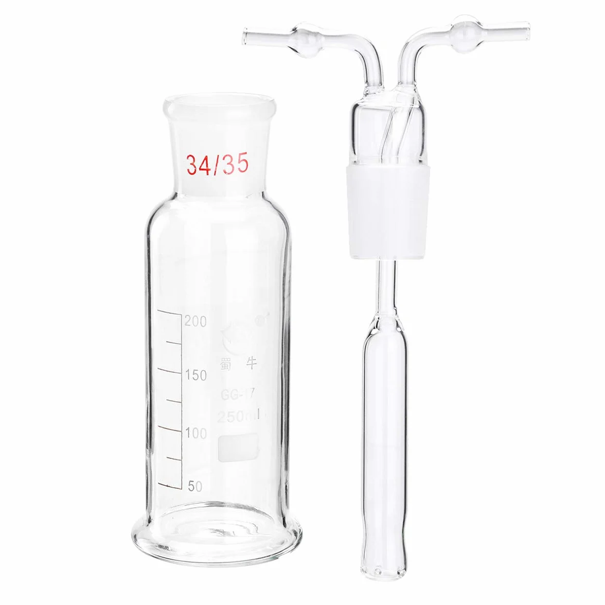 250 ml precyzyjnego szkła chemicznego Mengshi Porowate Butelki Gazu Mycia Sprzęt Laboratoryjny