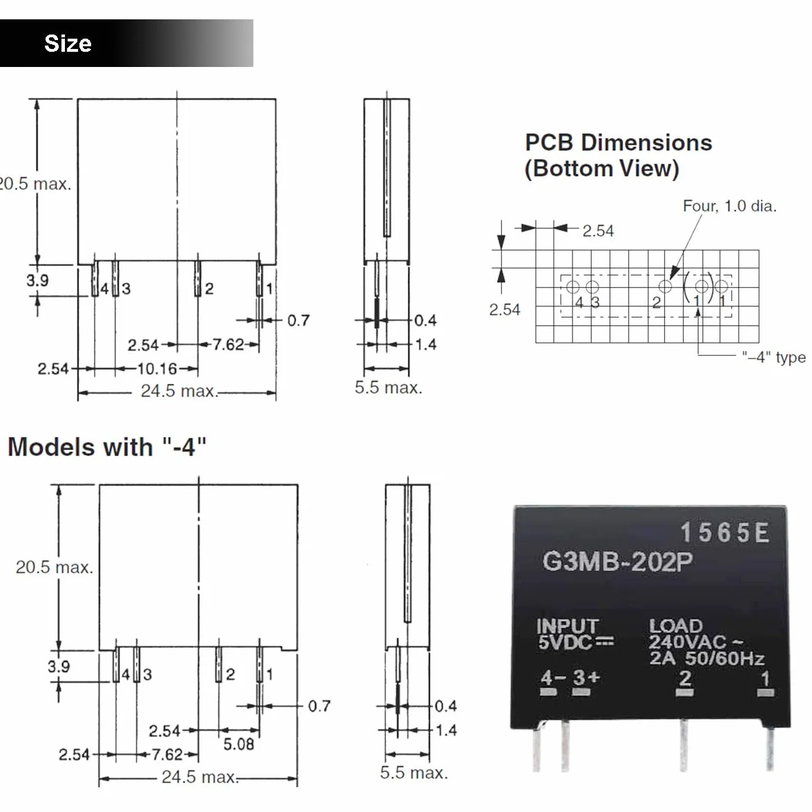 G3MB-202P przekaźnik półprzewodnikowy SSR DC-AC 5V DC 240V AC 2A