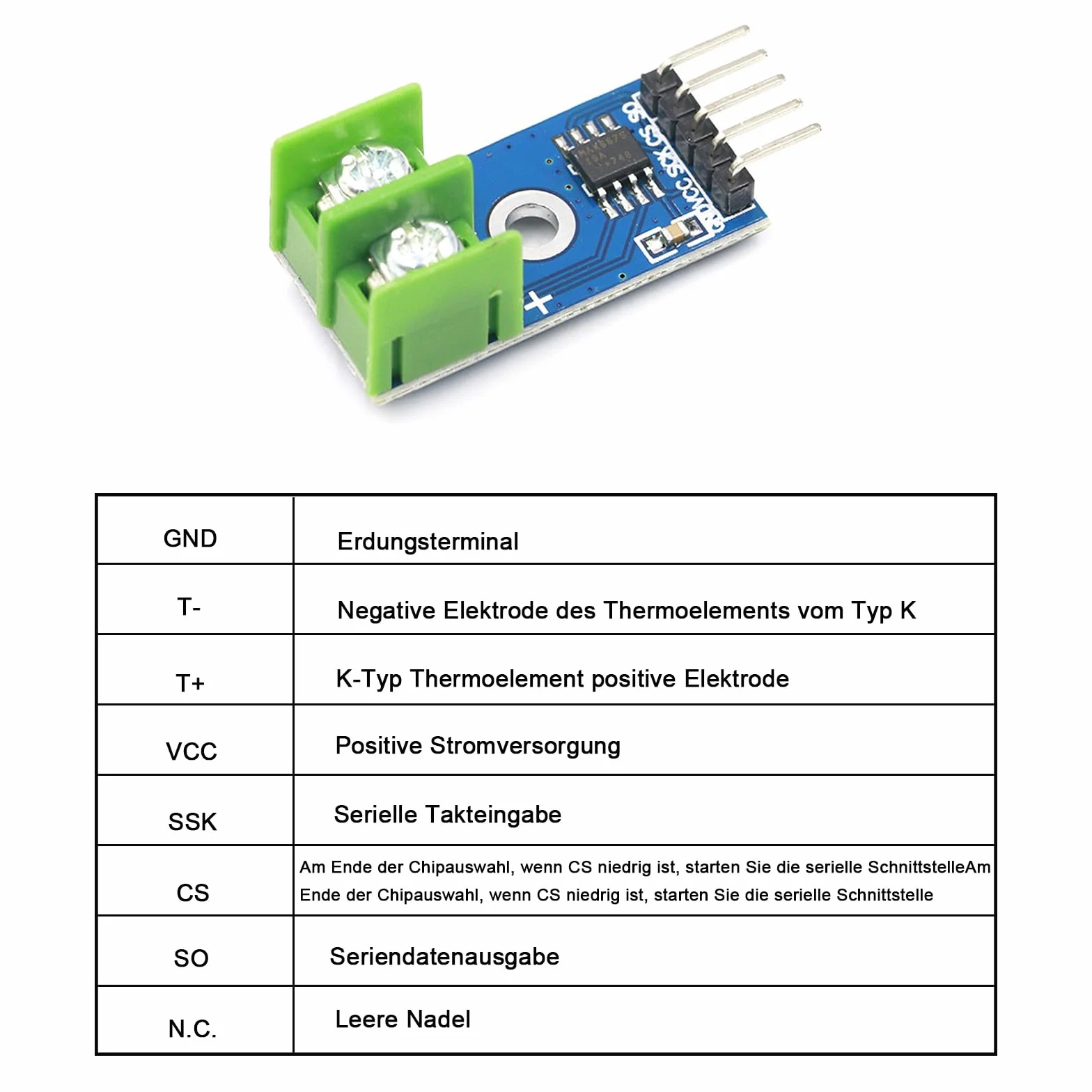 MAX6675 czujnik temperatury, czujnik temperatury typu K, MAX6675, moduł kompatybilny z Arduino i Raspberry Pi