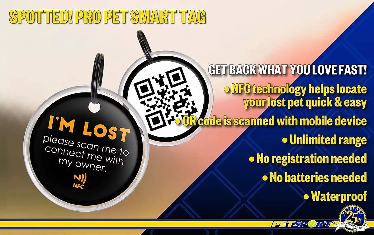 Spotted! Pro Smart Pet Tag – lokalizator zwierząt domowych, wirtualna smycz, wyszukiwarka, inteligentny tag, bezpieczeństwo na zewnątrz dla kotów i małych i średnich psów