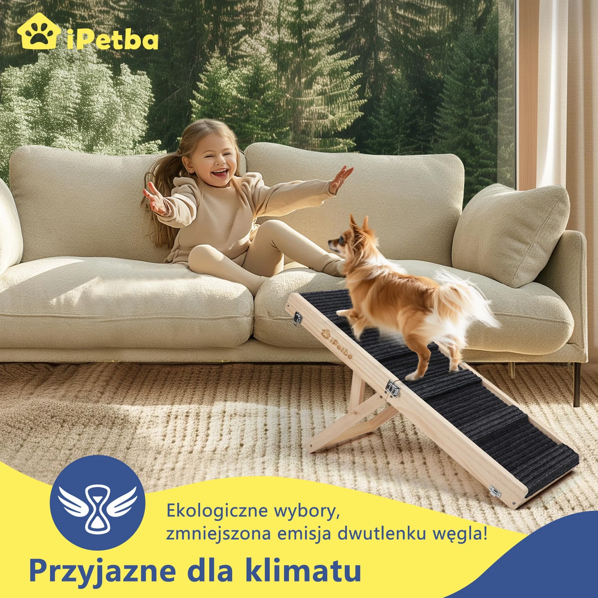 Rampa dla Psów dla Małych Psów Schody dla Psa do łóżka sofy Składana Regulowana 53 cm