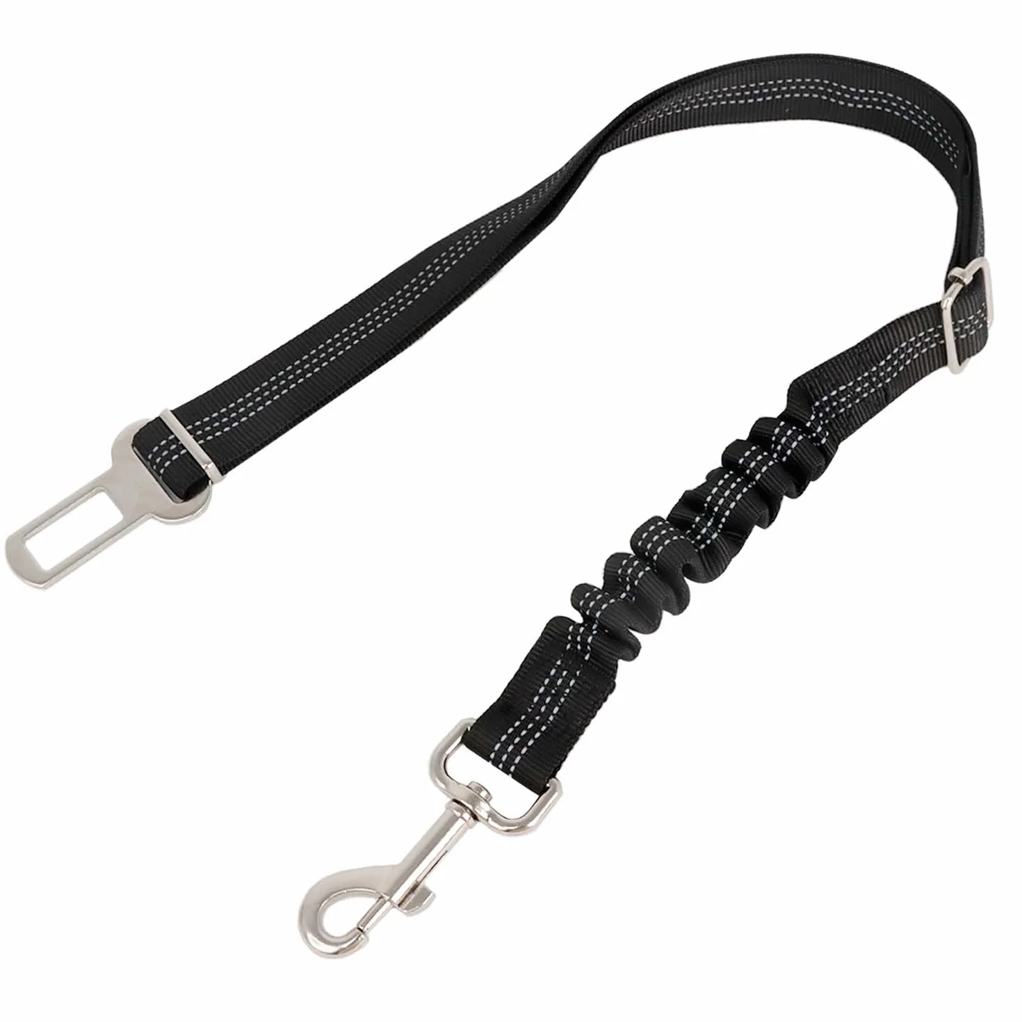 AiTodos® 1-Częściowe Szelki Samochodowe Dla Psa, Czarne Szelki Samochodowe Dla Psów, Regulowane w Zakresie 50-85 cm, Elastycznie Wyściełane Szelki, Odblaskowe w Nocy