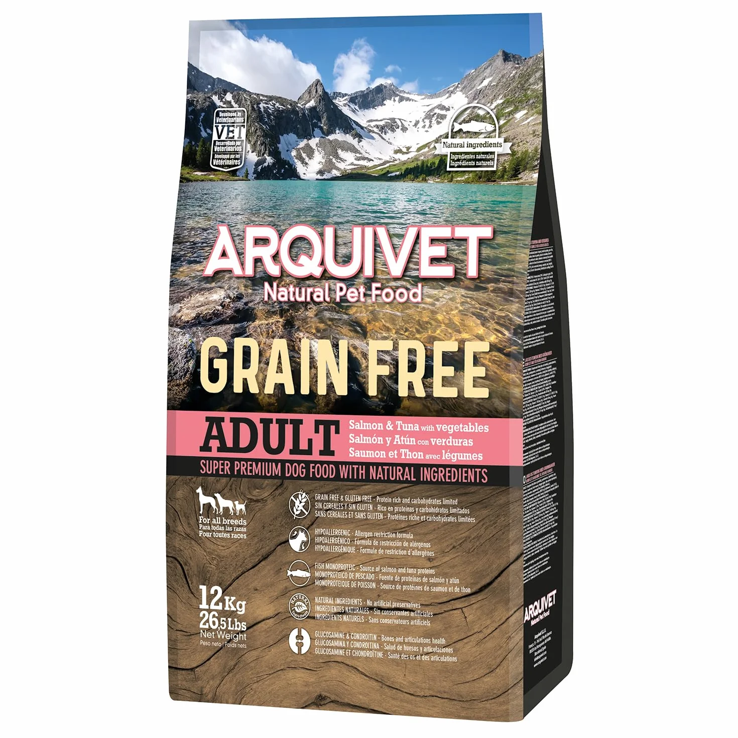 Arquivet Grain Free - dorosły łosoś i tuńczyk z warzywami, 12 kg (opakowanie 1)