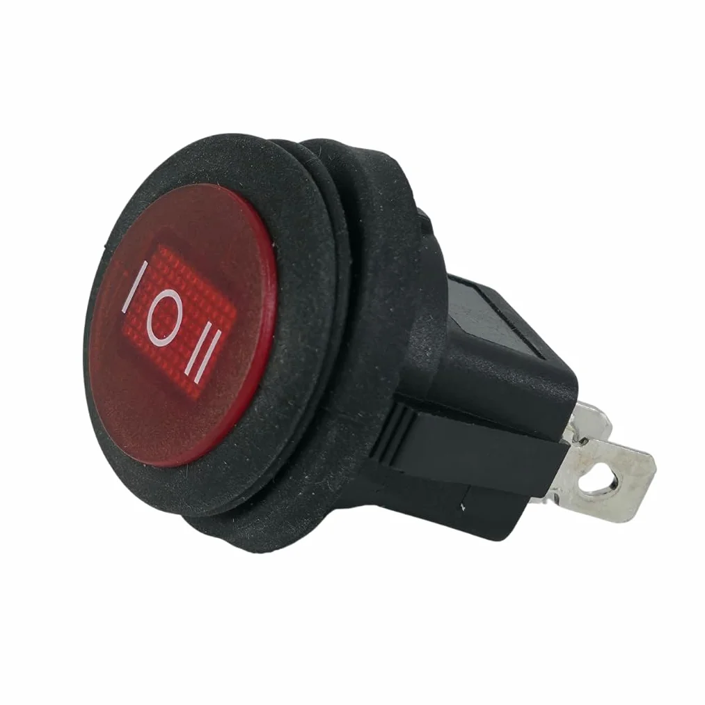 Przełącznik kołyskowy SPDT 6A 250V/12V-24V wodoszczelny Ø20mm czerwony/czarny