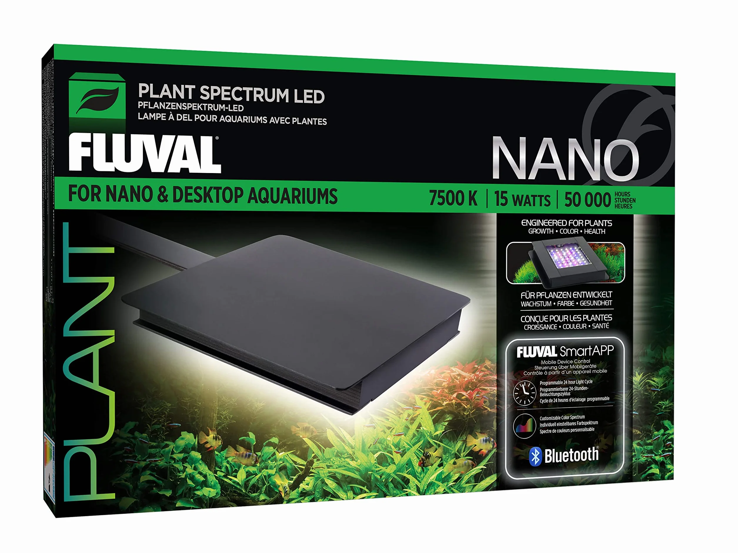 Fluval Plant 3.0, nano oświetlenie LED do akwariów słodkowodnych, 12,7 x 12,7 cm, 15 W