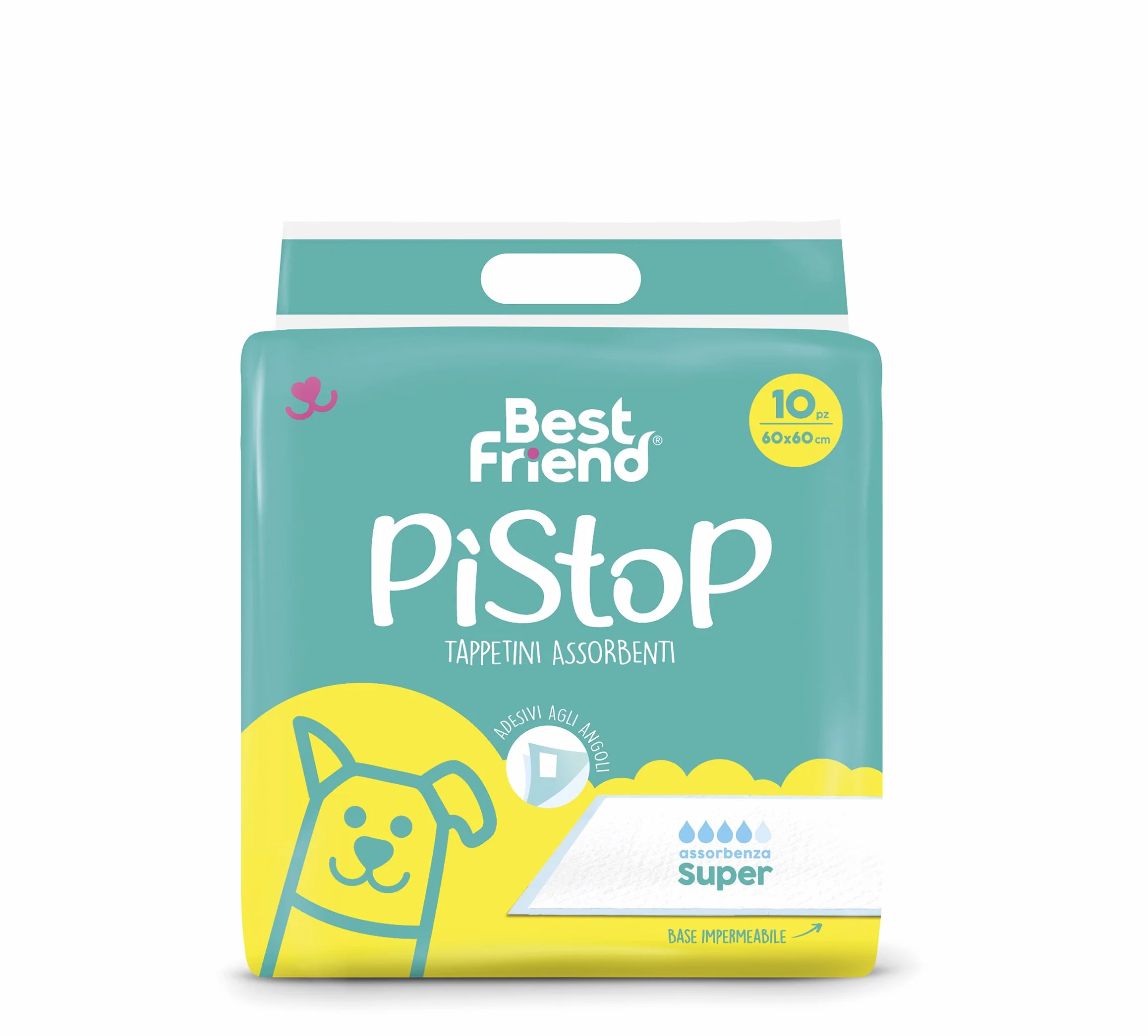 Best Friend PìStoP maty higieniczne dla psów 60 x 60 cm, opakowanie 10 sztuk, jednorazowe, odporne na rozdarcia i zapachy, psy małe, średnie i duże