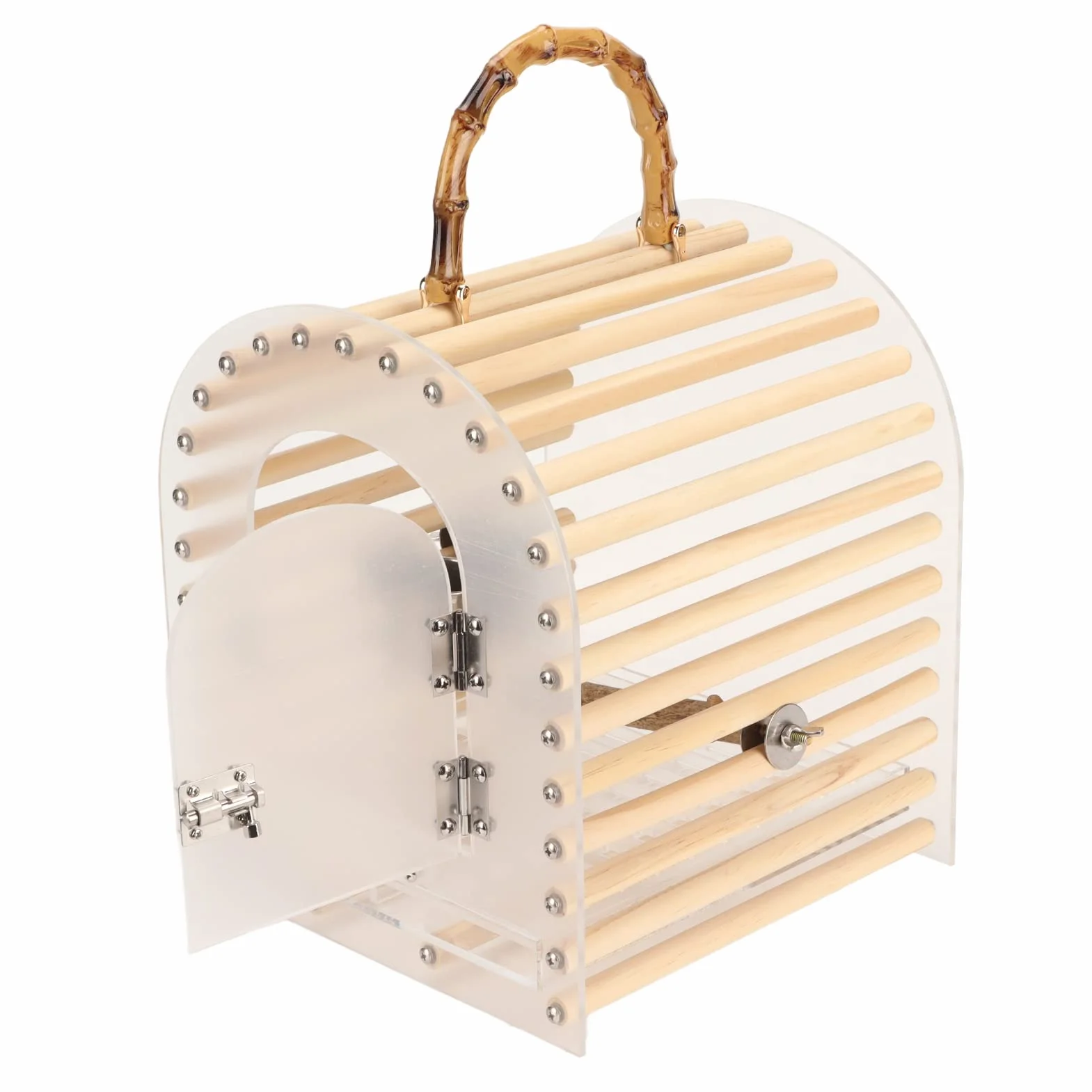 Generic Przenośna Klatka dla Ptaków Przezroczysty Akryl Mały Nosidełko Podróżne dla Ptaków Papugi do Użytku w Pomieszczeniach 27x26x30cm