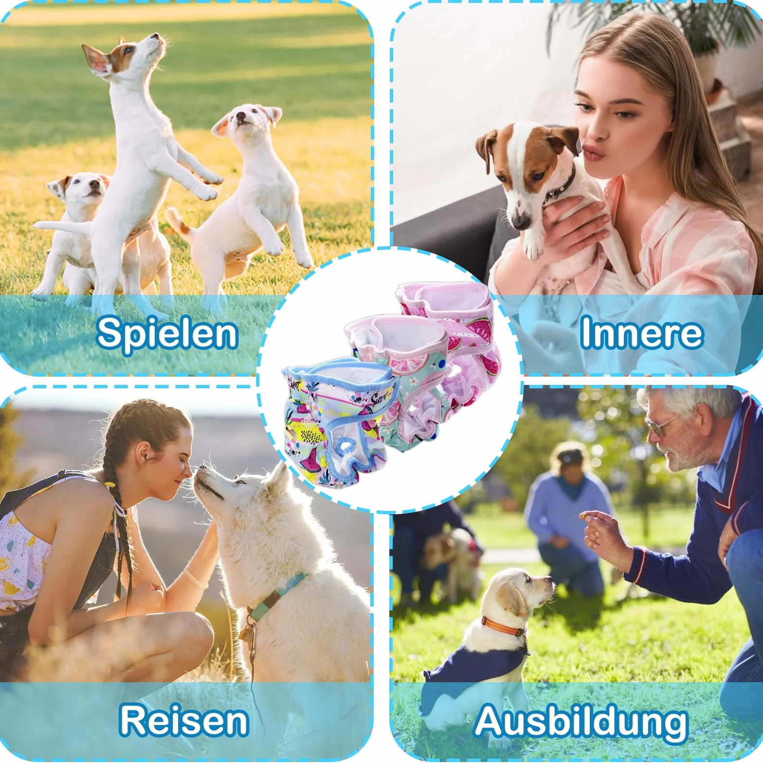 3 sztuki wielokrotnego użytku pieluszek dla psów, wysoce chłonne majteczki dla samic zwierząt domowych, higieniczne pieluszki dla psów nadające się do prania, pieluszki dla suk podczas rui i