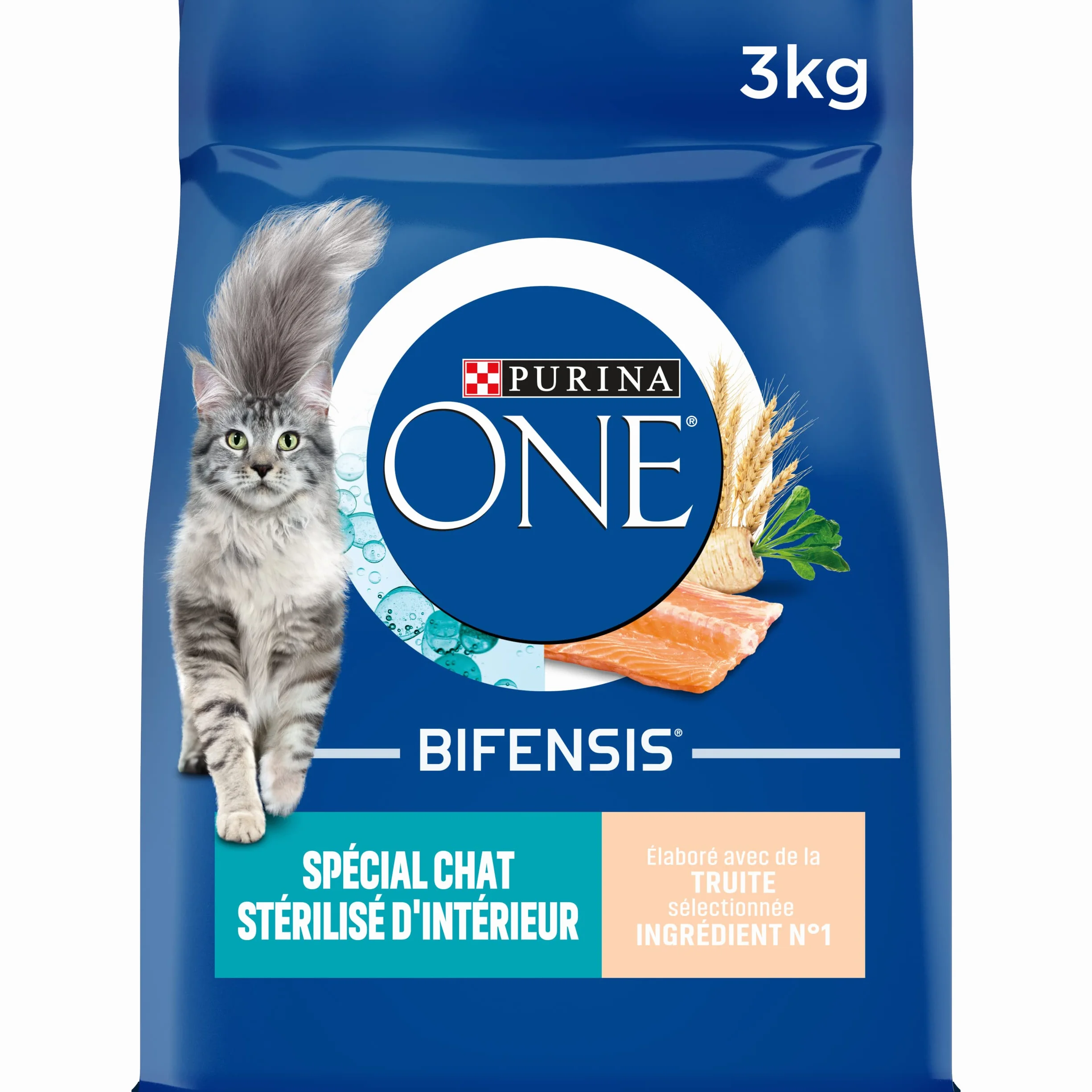 PURINA ONE® Specjalny sterylizowany kot domowy, pstrąg i pełnoziarnisty - 3kg - karma dla dorosłych kotów