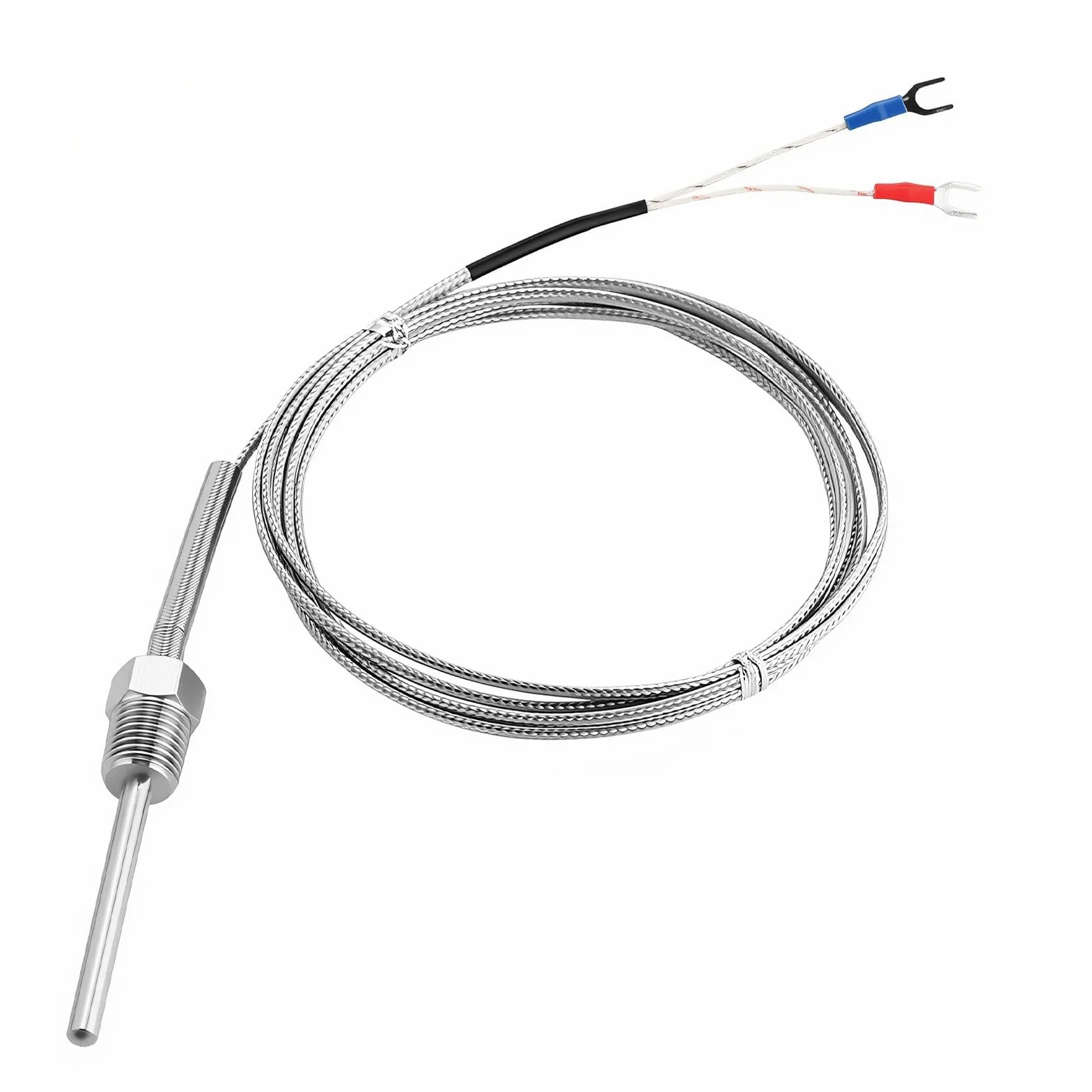 Czujnik termopary typu K, wodoszczelny czujnik temperatury, gwint NPT 1/4", ekranowany kabel 2 m, 0-500 °C