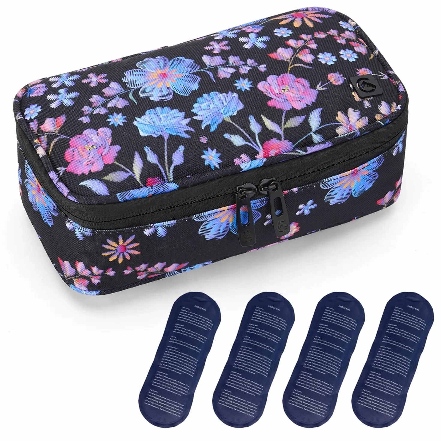 ALLCAMP Insulin Cooler Travel Case, Przenośna Torba Chłodząca Na Insulinę Dla Diabetyków, z 4 Torbami Chłodzącymi, Izolowaną Podszewką