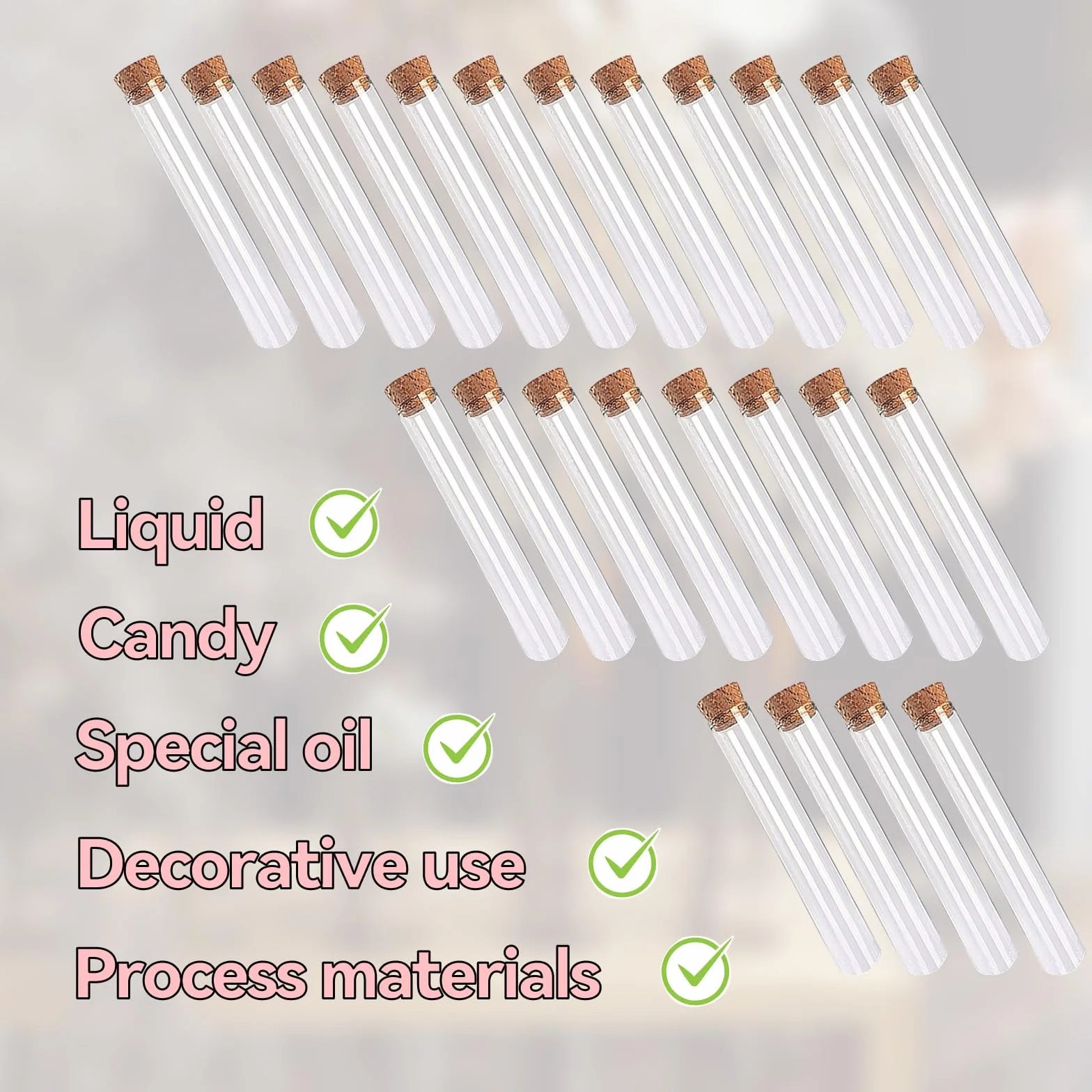 ZoeTekway Zestaw probówek 24 elementy przezroczyste z twardego plastiku z korkami