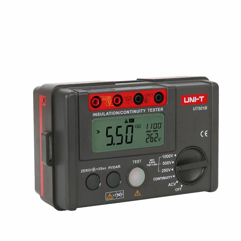 UNI-T UT501B serii UT500 tester rezystancji izolacji 250V/500V/1000V 1mA, Czerwony/Szary