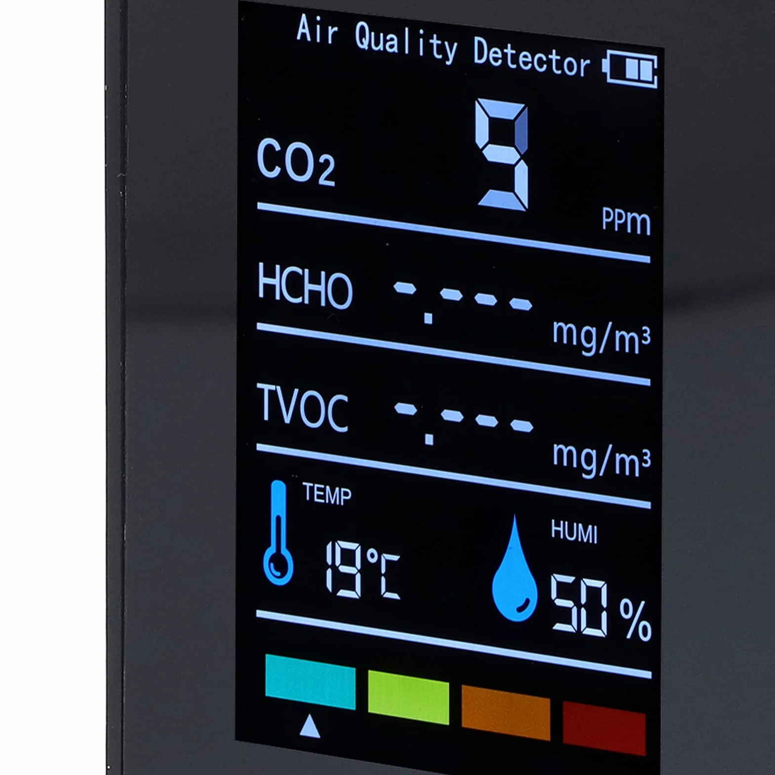 Monitor Jakości Powietrza CO2 z Czujnikiem PM TVOC HCHO, Przenośny Duży Wyświetlacz LCD