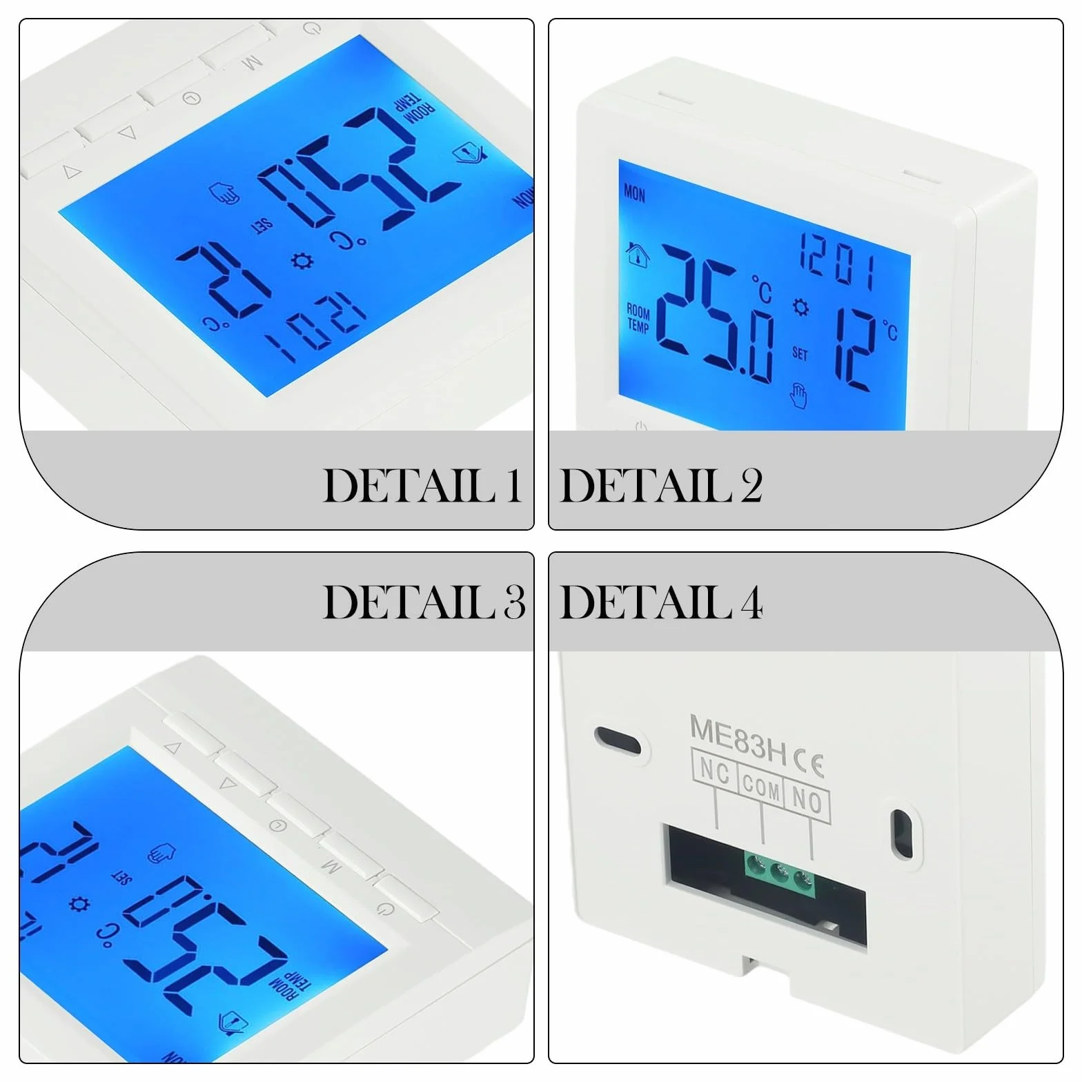 Termostat programowalny cyfrowy sterownik z wyświetlaczem LCD montowany na ścianie regulator temperatury