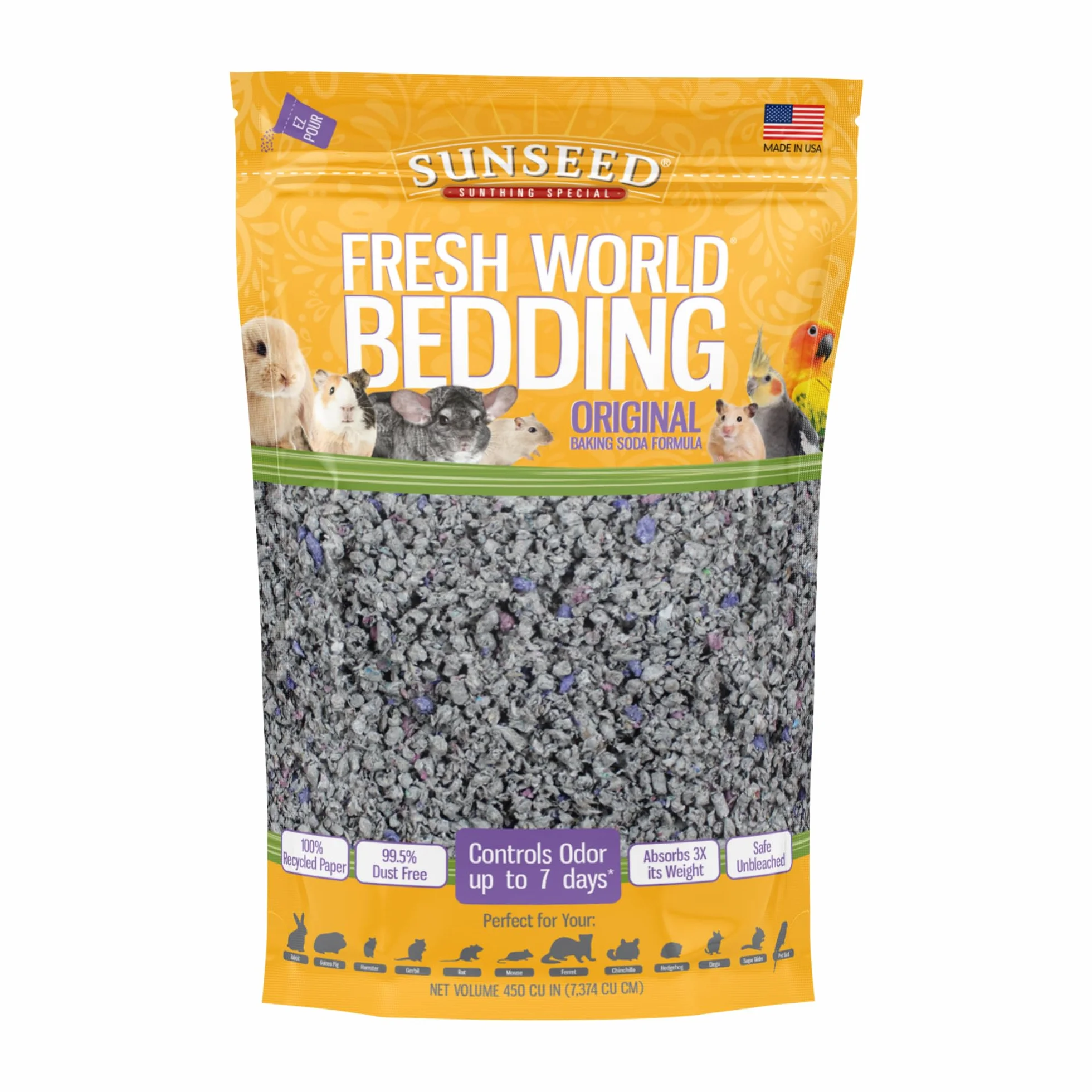 Sunseed 18220 Fresh World Pościel dla małych zwierząt, oryginalna szara - 1050 cm sześciennych