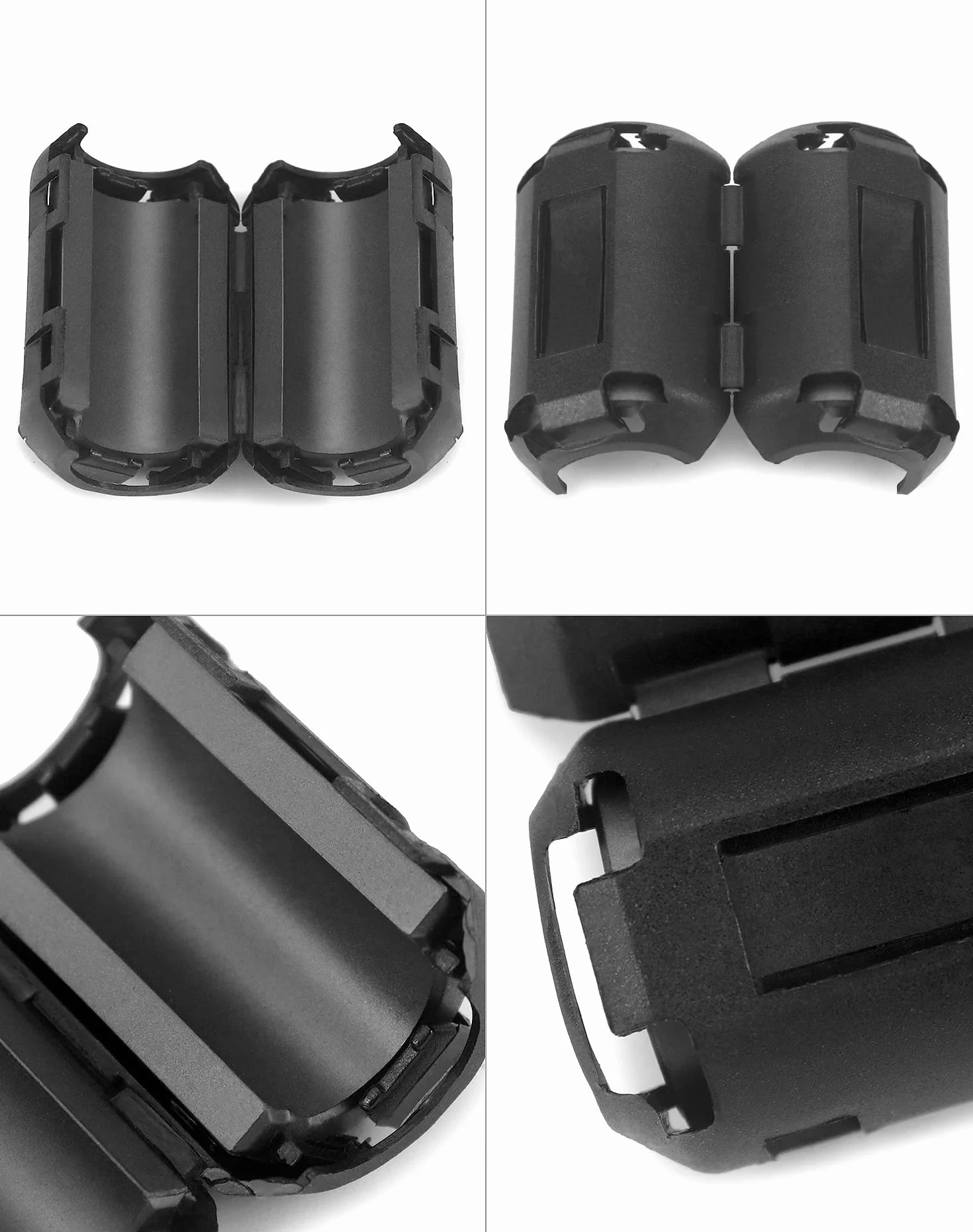 QWORK® 20 sztuk rdzeni ferrytowych do kabli, klips kablowy z redukcją szumów, 3,5 mm, 5 mm, 7 mm, 9 mm, 13 mm, na kabel USB, kabel myszy, kabel klawiatury