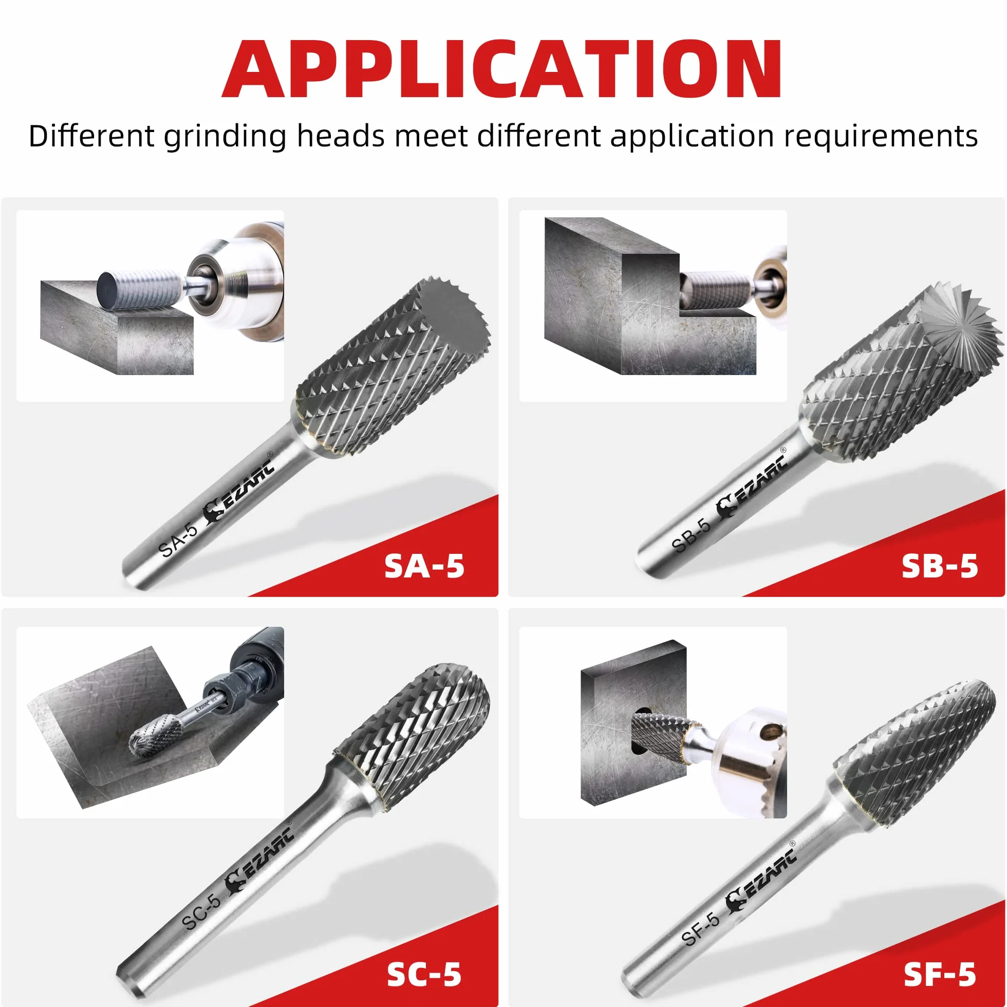 EZARC SA-5 Wiertło z węglika wolframu z trzpieniem 1/10.2 cm, podwójne cięcie, obrotowy pilnik, cylinder, wiertła do szlifowania i grawerowania stali, szlifowania i grawerowania