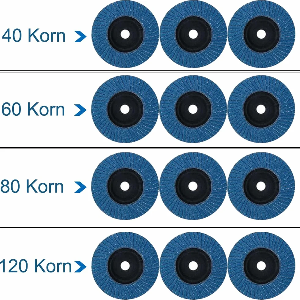 ANBOO 12 sztuk krążków wachlarzowych Ø 76 mm x 10 mm, ziarnistość 40/60/80/120, zestaw