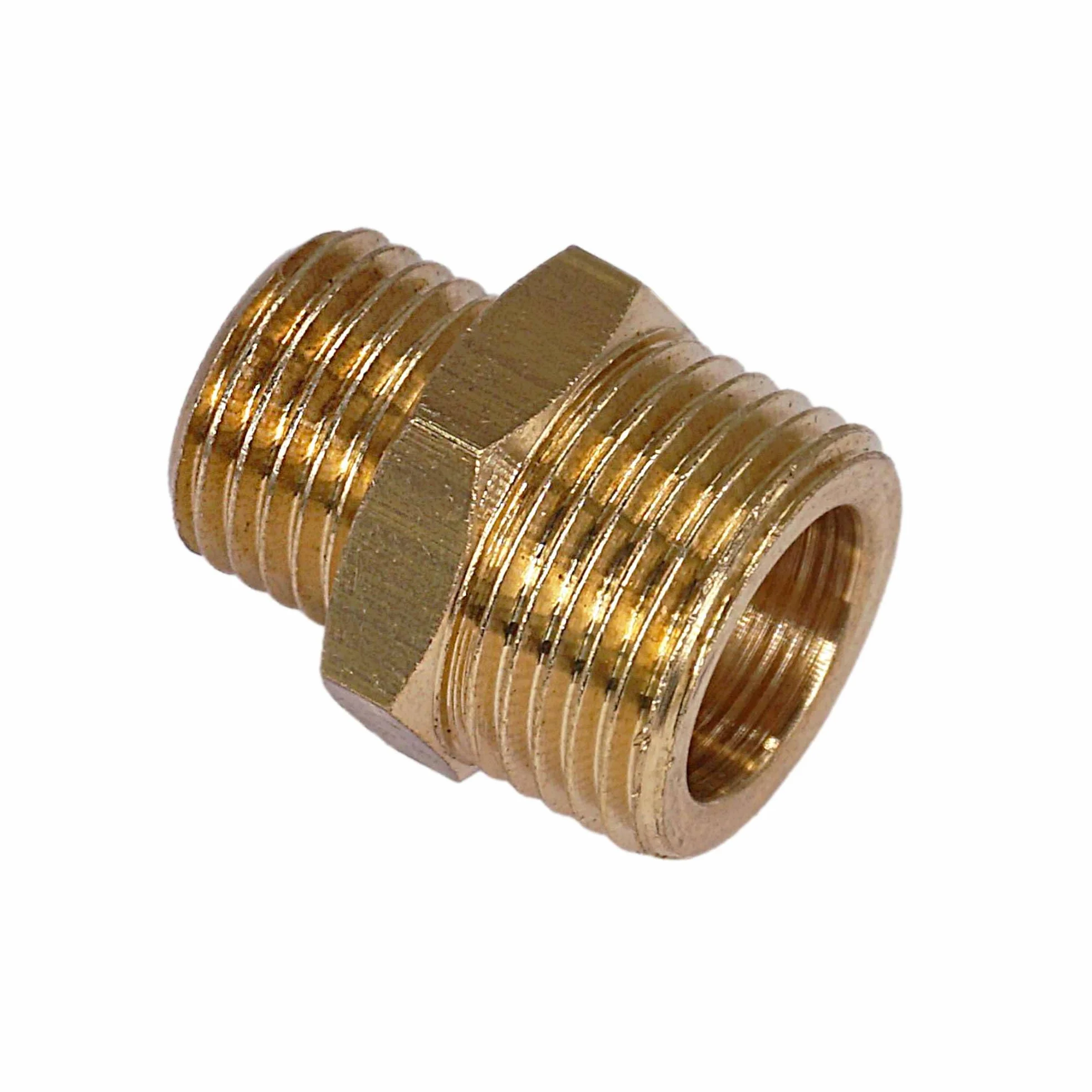 SKIR'CO (2 szt.) Mosiężna sześciokątna złączka redukcyjna 3/8" x 1/4" gwint zewnętrzny, mosiężna złączka rurowa, gwint męski BSP