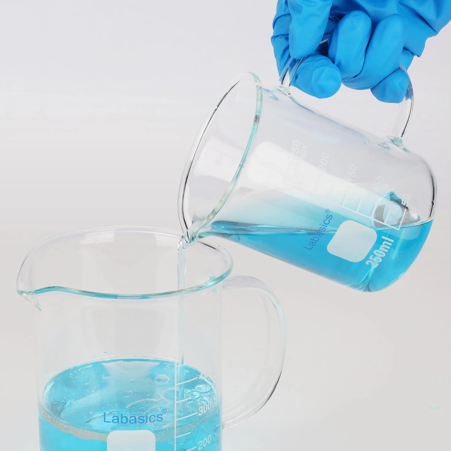 Labasics Szklany kubek, G3.3 szkło borokrzemowe laboratoryjne, zlewka miarowa, przezroczysta zlewka miarowa z uchwytem i wylewem, 250 ml