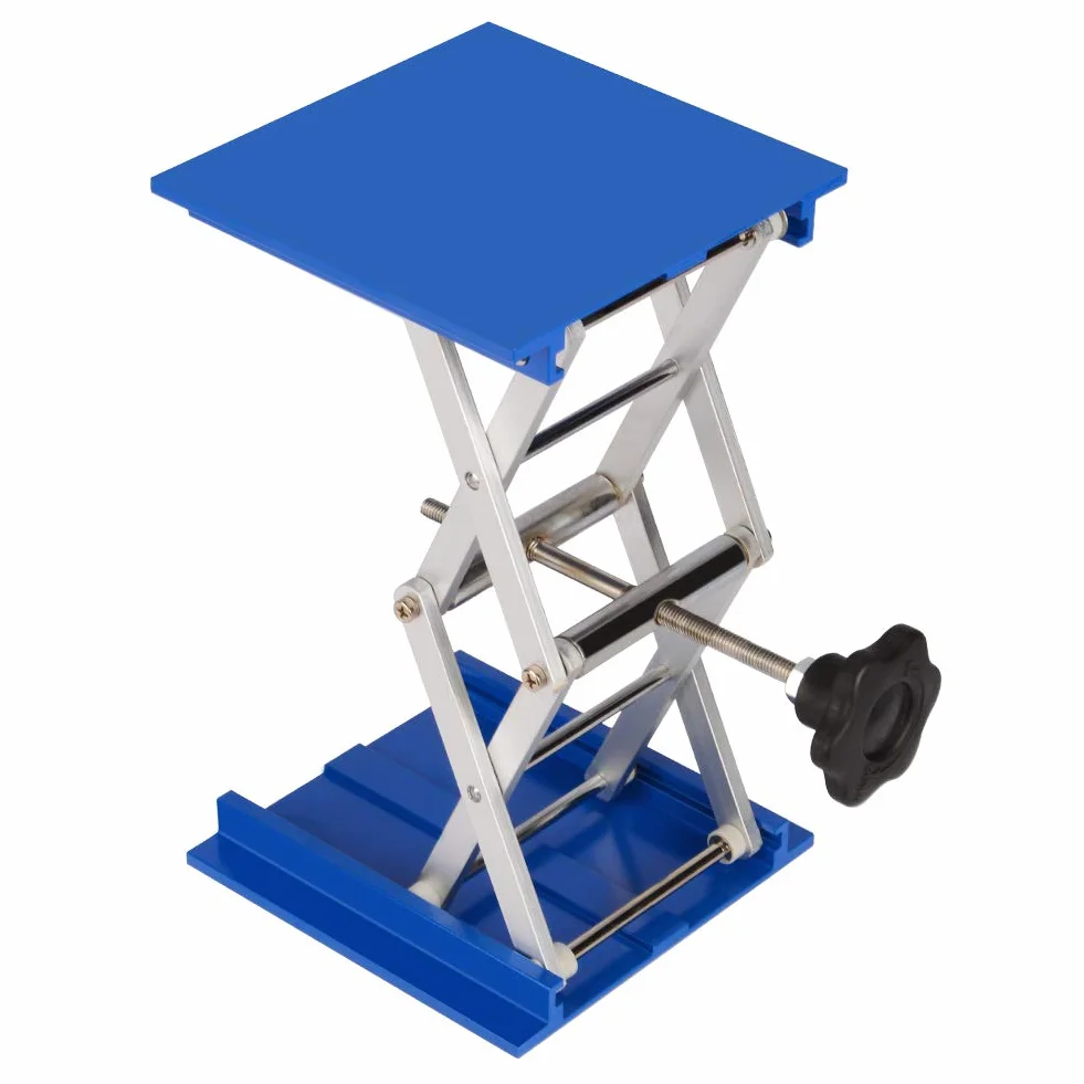 stonylab Gniazdo laboratoryjne 150 x 150 mm anodowane Alumunium Top Deck Laboratorium Podnośnik Podnośnik Lab Podnoszenie Stół Scissor Jack ze wspornikiem 10 kg, 63 do 260 mm