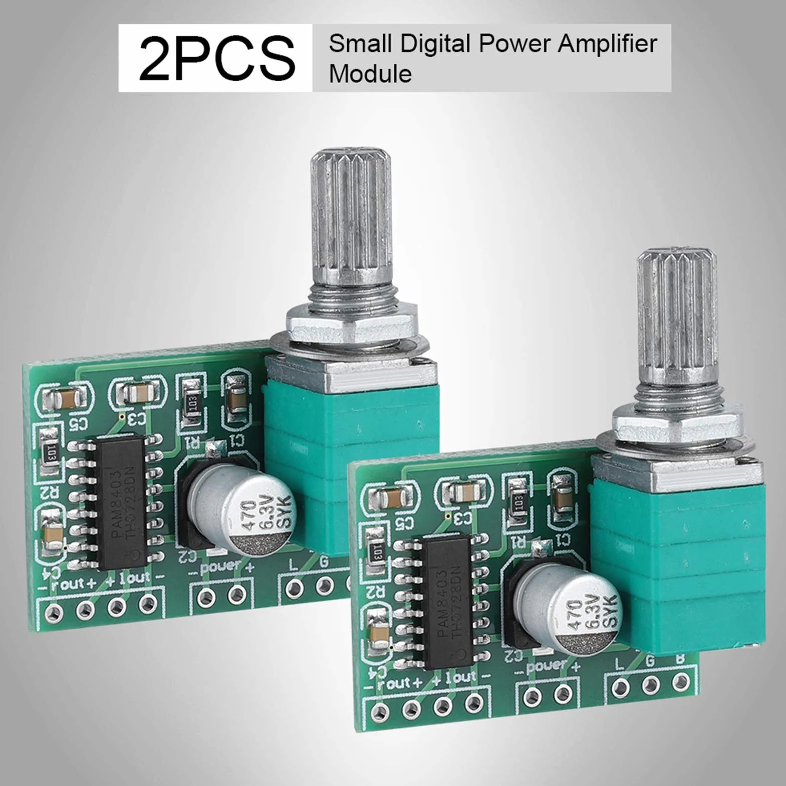 PAM8403 dwukanałowy wzmacniacz audio stereo DC 5V z potencjometrem, 2 szt.