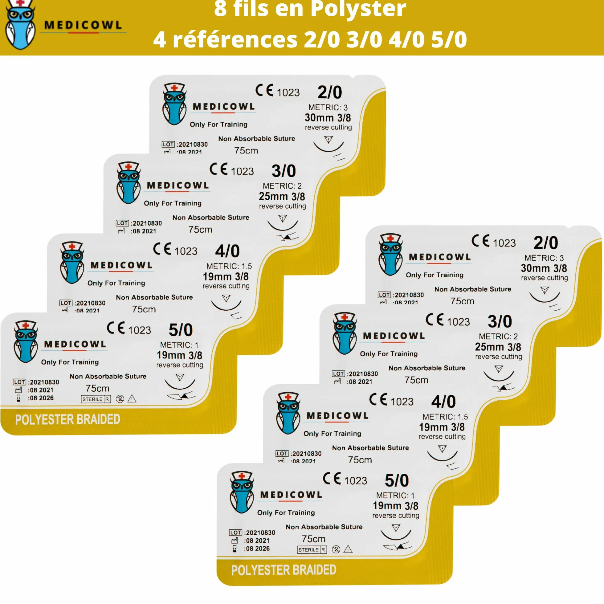 32 nici z igłami treningowymi; Wkład do szwów chirurgicznych, prezent dla studentów medycyny, studentów weterynarii i pielęgniarek, zestaw do szycia treningowego