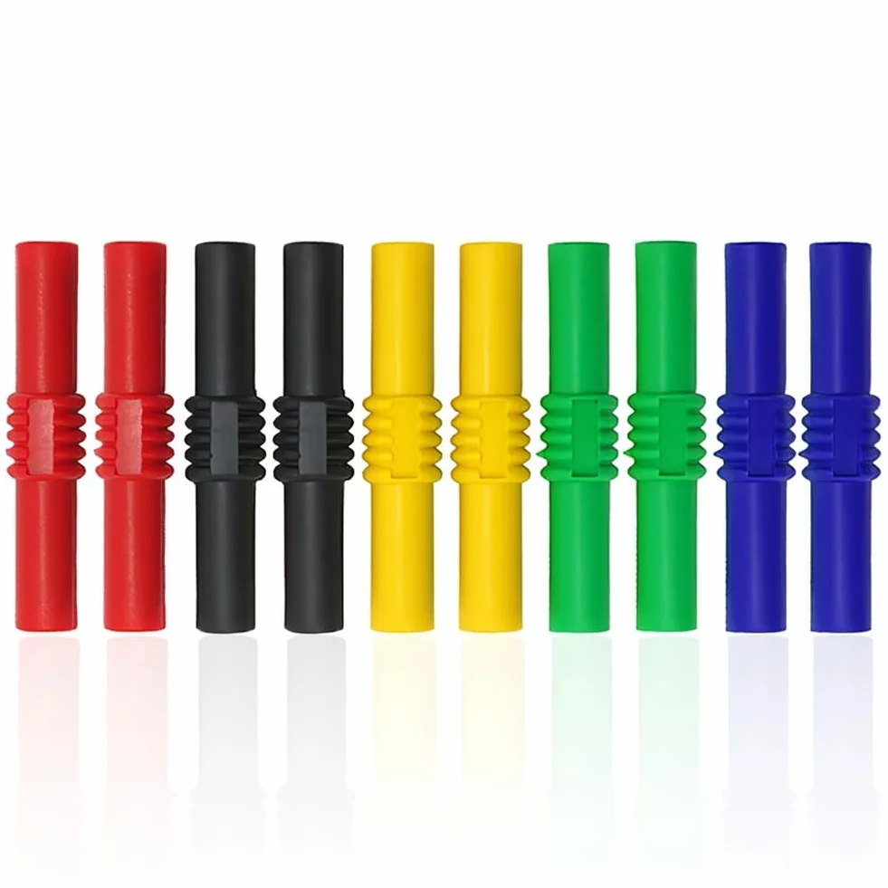 Izolowany łącznik Wtyku Bananowego, 4mm żeńskie do żeńskiego Gniazda Bananowe Złącza Jack Wtyki Bananowe Lutowane do Multimetru Przewody Pomiarowe Końce Sondy Adaptery (5 kolorów)