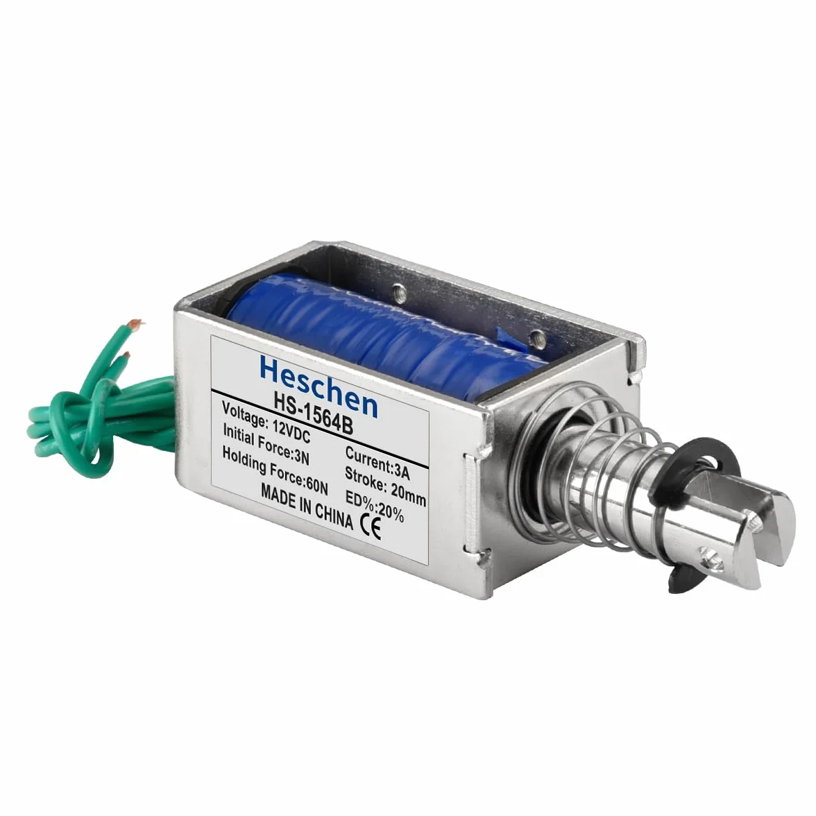 Heschen Elektromagnes HS-1564B DC12V 3A skok 20 mm siła 60N Push Pull otwarta rama