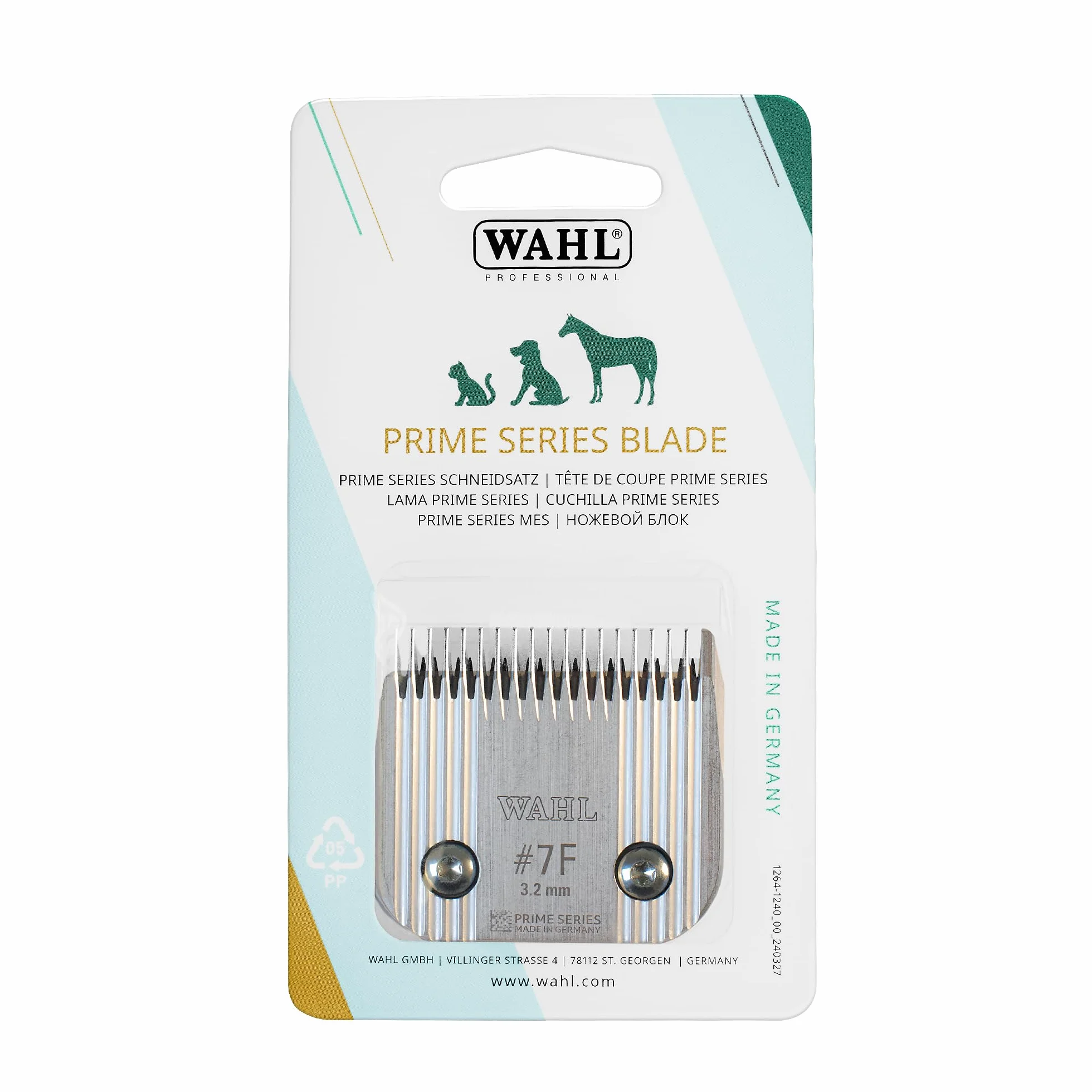 WAHL Ostrza Prime Series, #7F, 3,2 mm, pełne ząbki, zestaw ostrzy do maszynki do strzyżenia zwierząt, wymienne ostrza, zapasowe ostrza do maszynki, stal nierdzewna, odporne na rdzę, precyzyjne cięcie