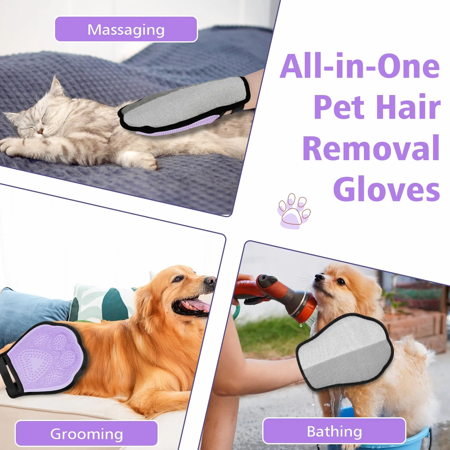 Rękawica do Czyszczenia Sierści - Rękawica do Czesania, Reusable Pet Hair Remover, Stronami do Usuwania Sierści z Ubrań, Sofy, Dywanów