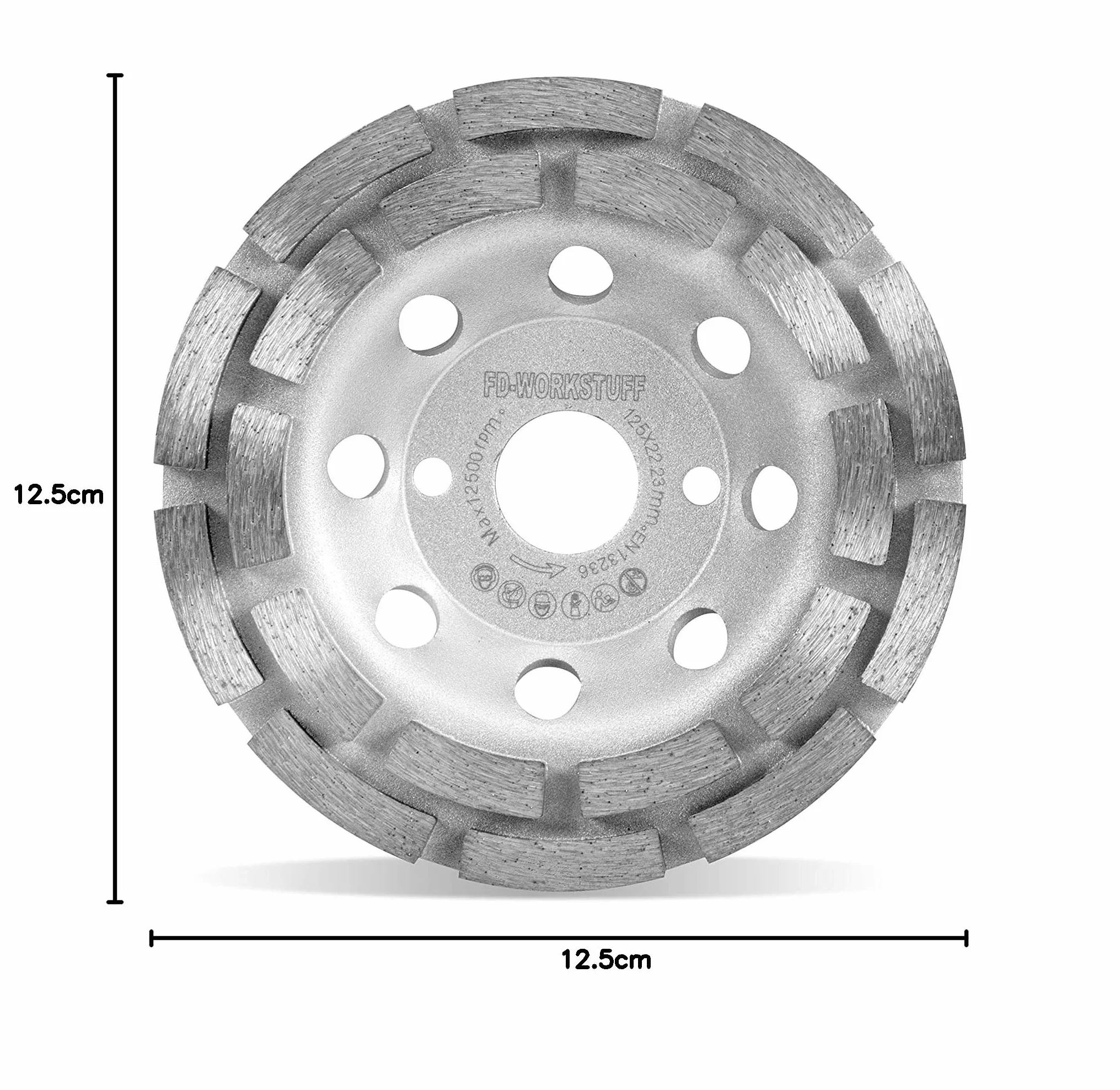 Zestaw 2 szlifierek diamentowych Ø 125 mm x 22,2 mm 2 rzędy do betonu granitu kamienia