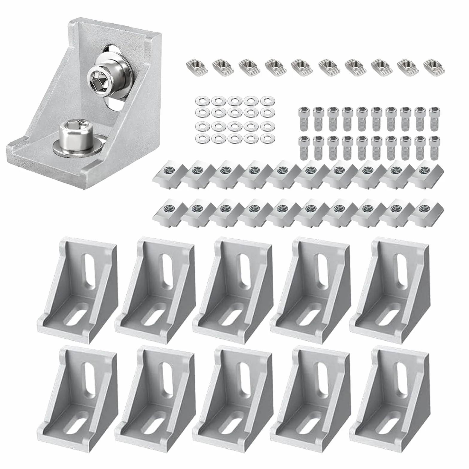 Kątowniki profilu aluminiowego 30 x 30 mm, łączniki kątowe z zestawem