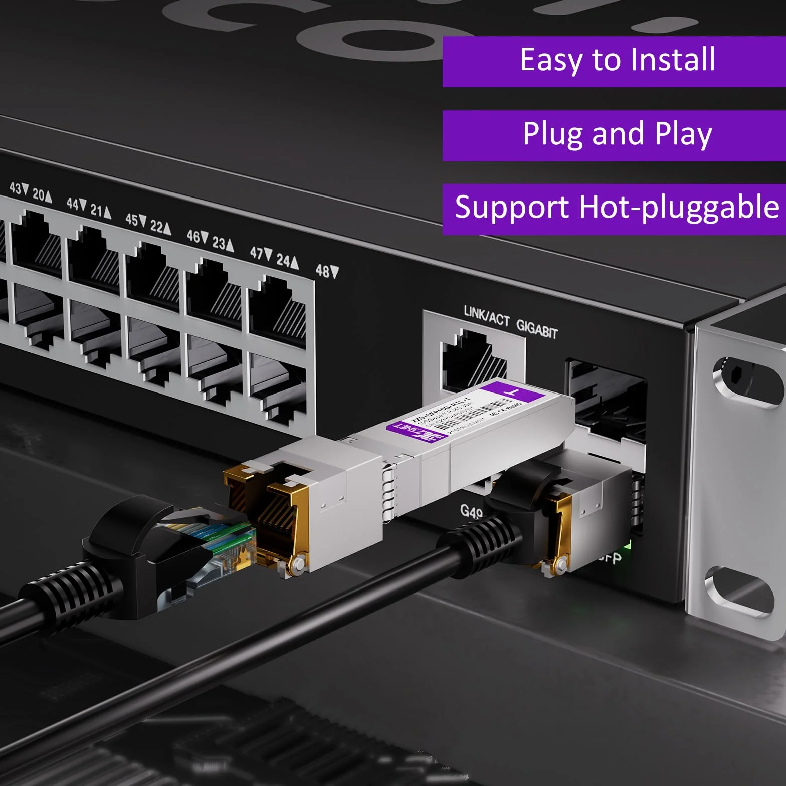 Transceiver 10GBASE-T SFP+ RJ45 1/2.5/5/10G miedziany SFP+ Ethernet kompatybilny Cisco SFP-10G-T-S Ubiquiti UniFi UF-RJ45-10G Mikrotik S+RJ10