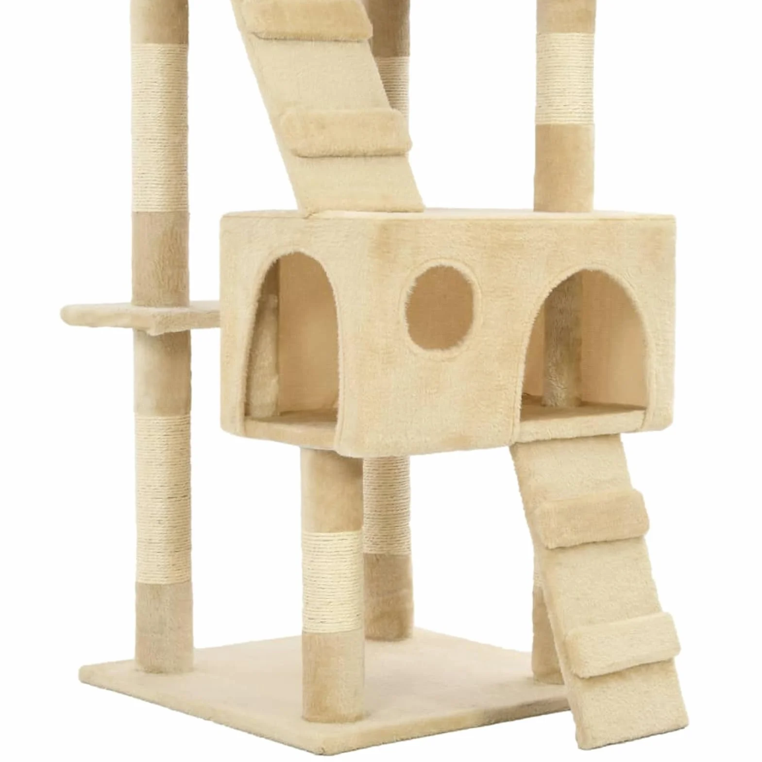 Drapak dla kota z sizalowym owinięciem i platformami widokowymi – beżowy, 170 cm wysokości, 50 x 50 x 170 cm, stelaż z płyty wiórowej – idealny do drapania, zabawy i odpoczynku