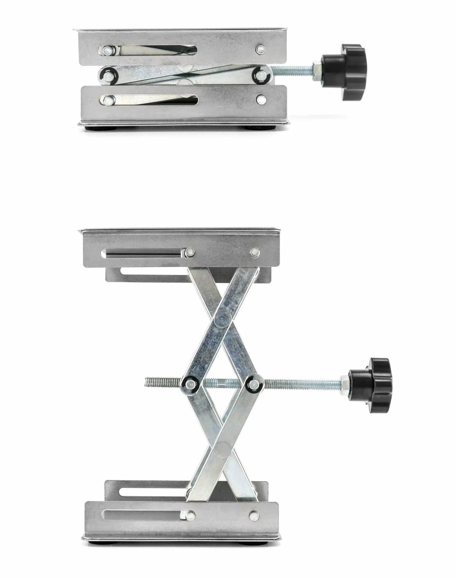 QWORK® Laboratoryjna platforma podnosząca, laboratoryjny podnośnik nożycowy ze stali nierdzewnej 100x100mm do eksperymentów, maksymalne obciążenie 5KG