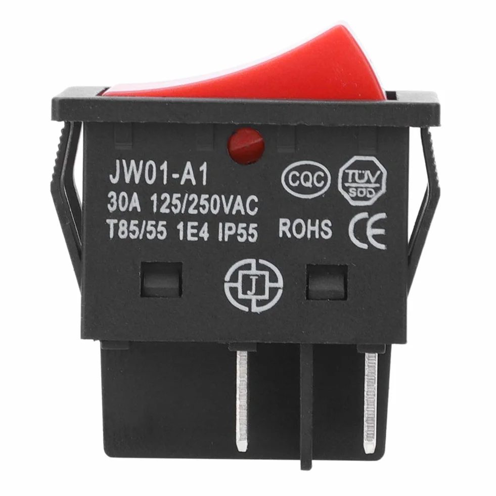 Eujgoov 30A 4-pinowy ON OFF Square Rocker Switch Przełącznik Elektryczny Spawacza Typu łodzi z Czerwonym światłem(1PCS)