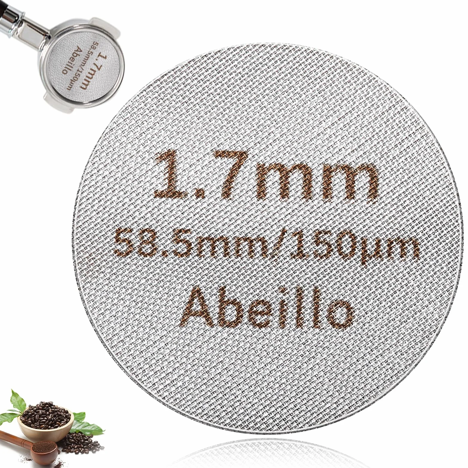 51 mm Puck Screen, Abeillo wielokrotnego użytku, 51 mm, sitko do krążka ze stali nierdzewnej 316, grubość 1,7 mm, akcesoria do sitka, akcesoria (58,5 mm)