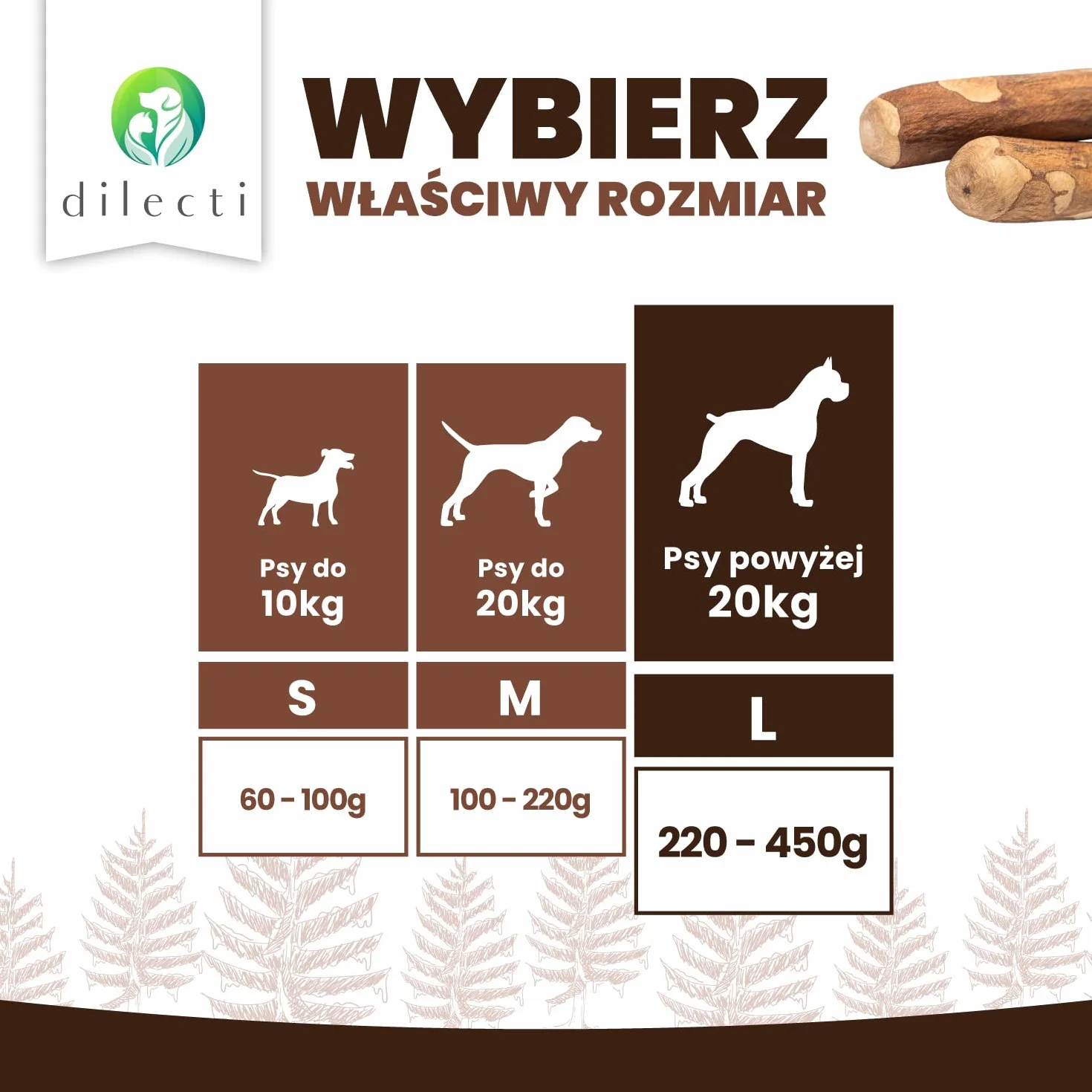 gryzaki dla psów z drewna oliwnego - Gęste i twarde przysmaki dla psów naturalnie bogate w przeciwutleniacze, wzbogacone naturalną oliwą z oliwek - rozmiar L (220-450g), opakowanie 2 szt.