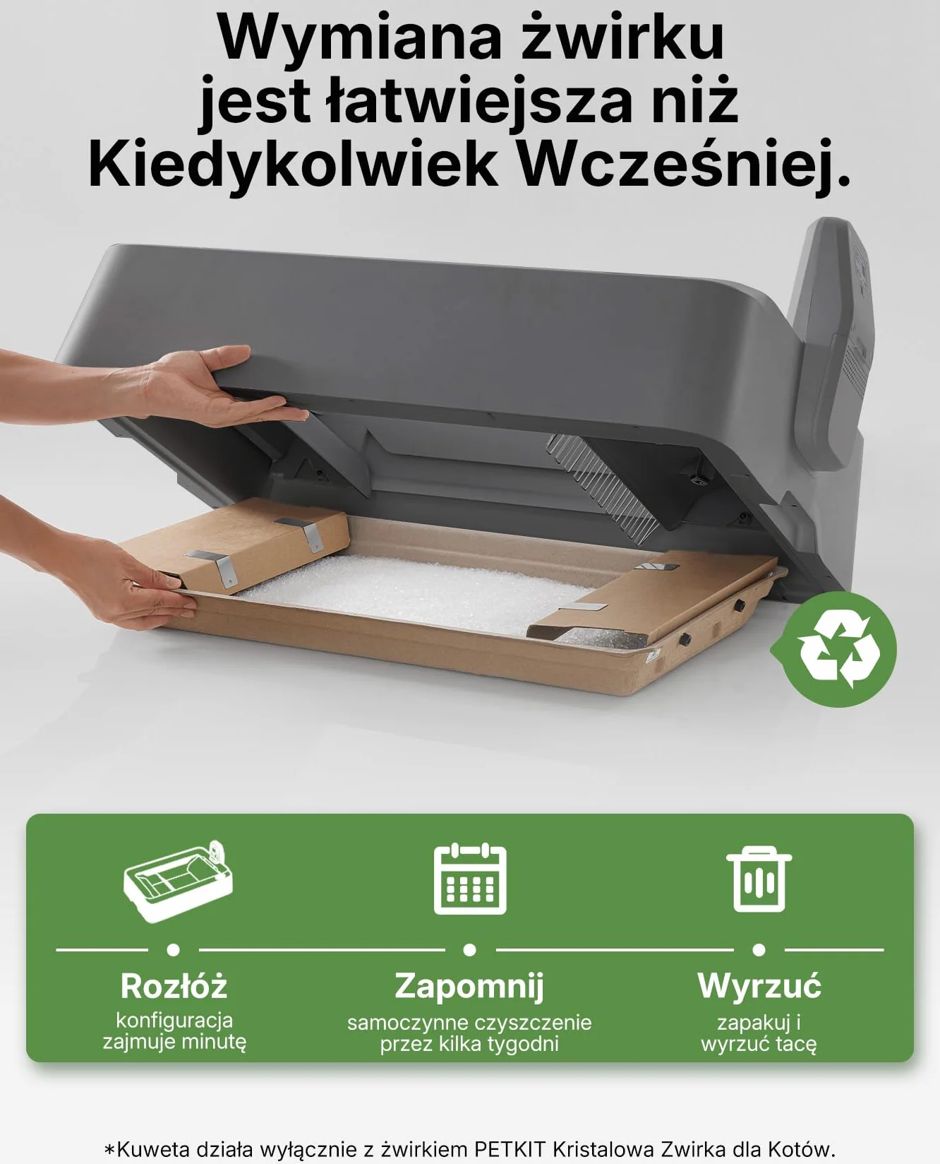 PETKIT Zestaw do Krystaliczny Żwirek dla Kotów, do PUROBOT CRYSTAL DUO Samoczyszcząca Kuweta dla Kotów, Podwójne Zbieranie Odpadów, Wymienna Tacka, Kontrola Zapachów, Wyższa Chłonność, 4 Sztuki