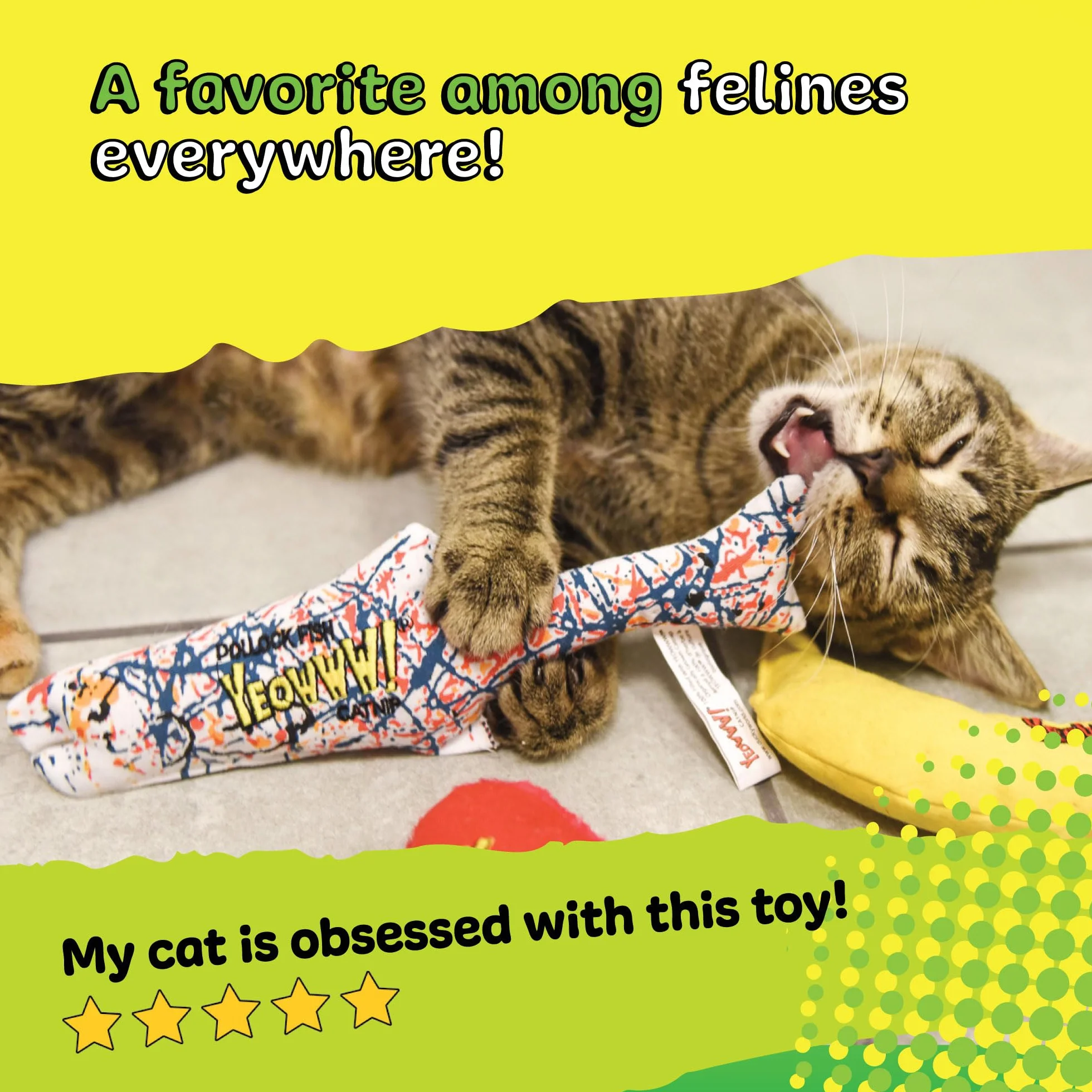 Yeowww Pollock Fish Cat zabawka, dla wszystkich ras
