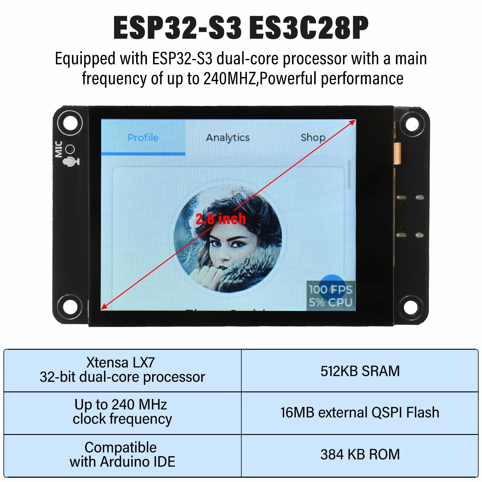 ESP32-S3 Karta rozwojowa WiFi Bluetooth Inteligentny wyświetlacz Moduł TFT Ekran dotykowy Obsługuje interfejs Xiaozhi typu C