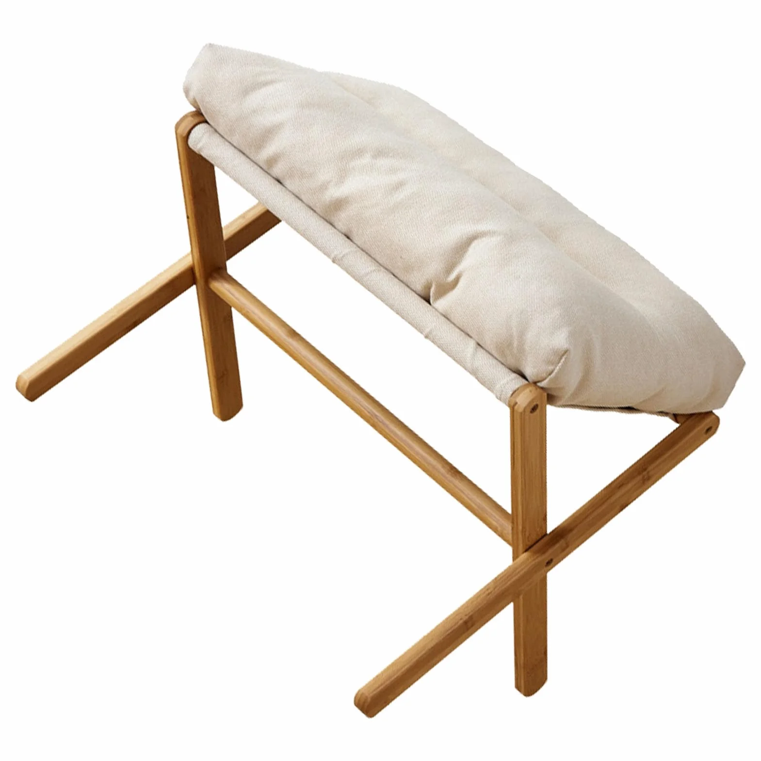 Foot Stool Składana X Noga Nowoczesna Wielofunkcyjna Stóp Odpoczynek z miękką poduszką do Salonu Sypialnia Biuro Kawa (Beżowy)